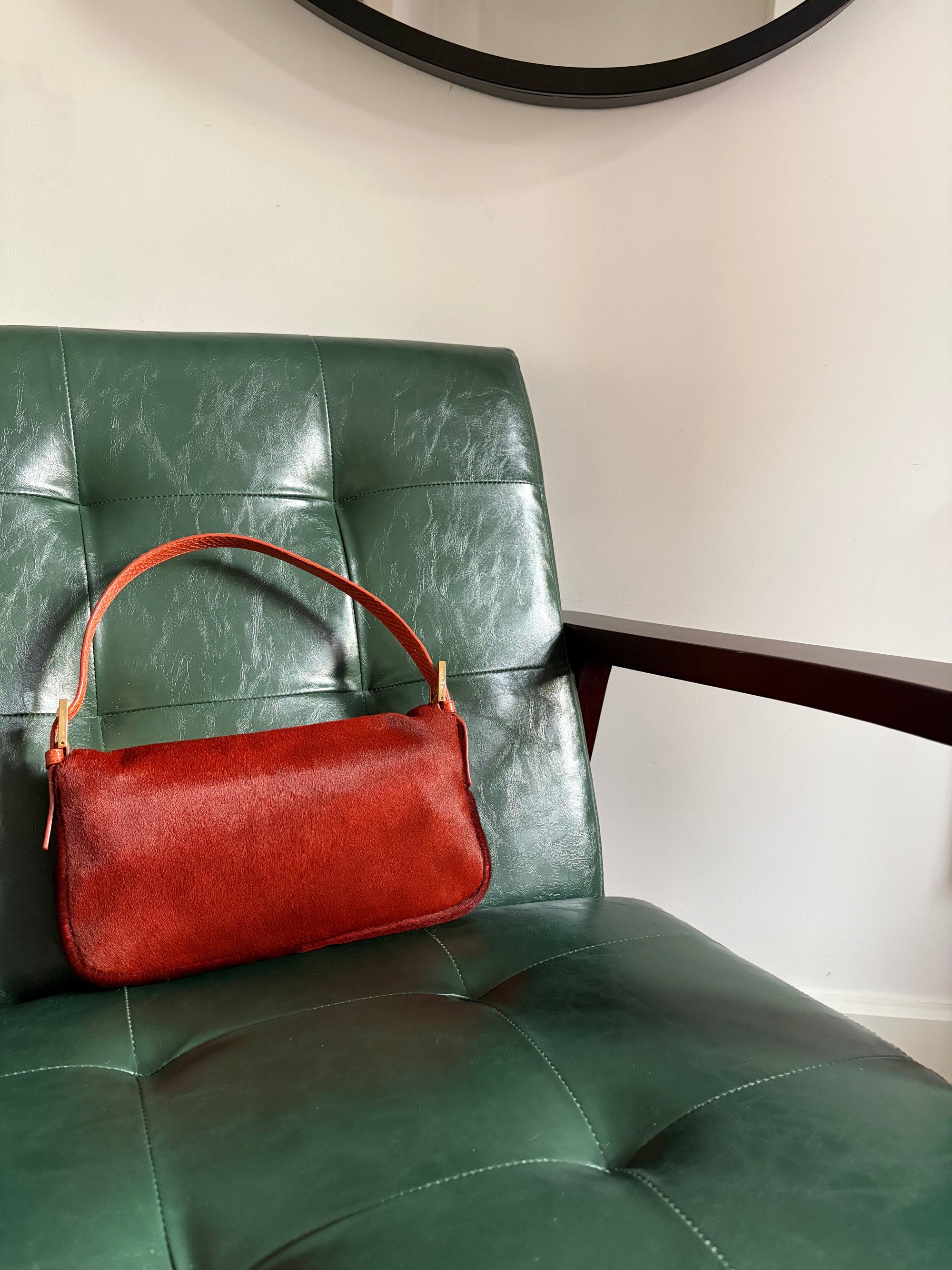 Ultra rare! Orange Fendi pony hair baguette