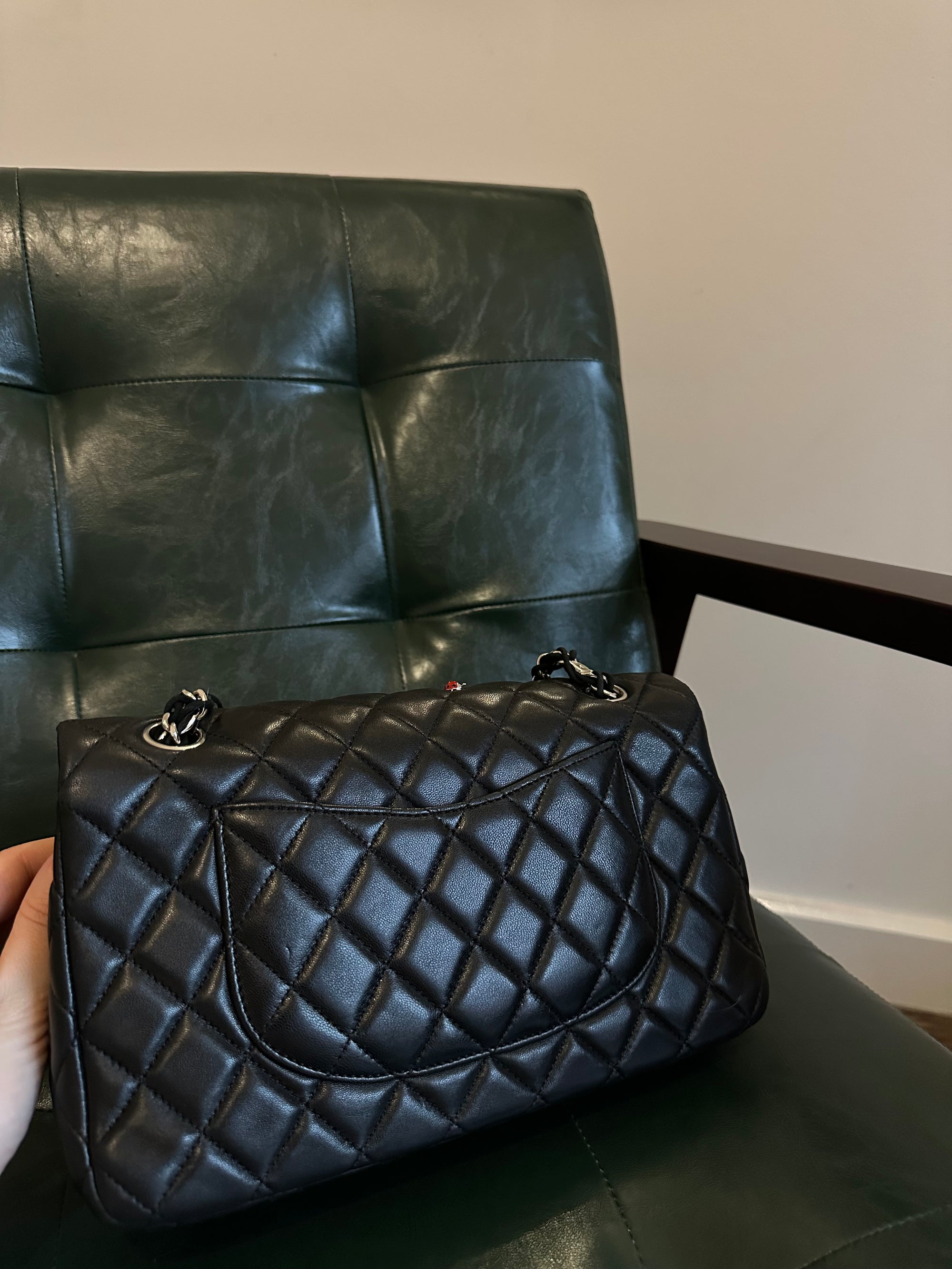 Rare! Chanel medium black ladybug single flap bag