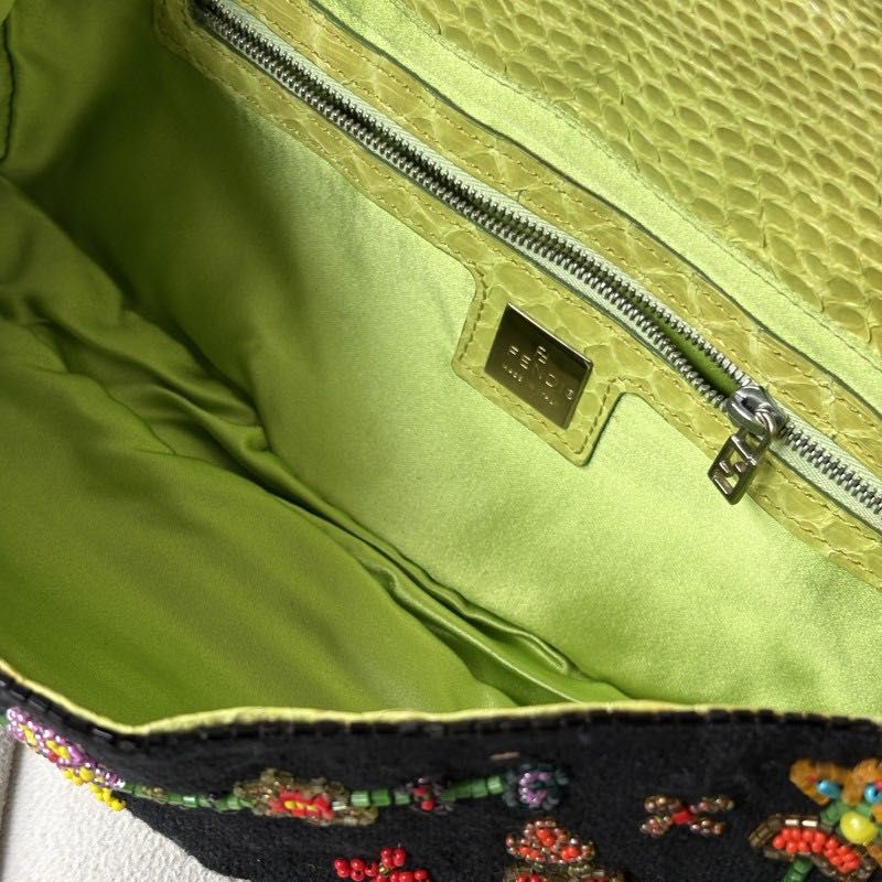 Fendi black baguette with floral beading