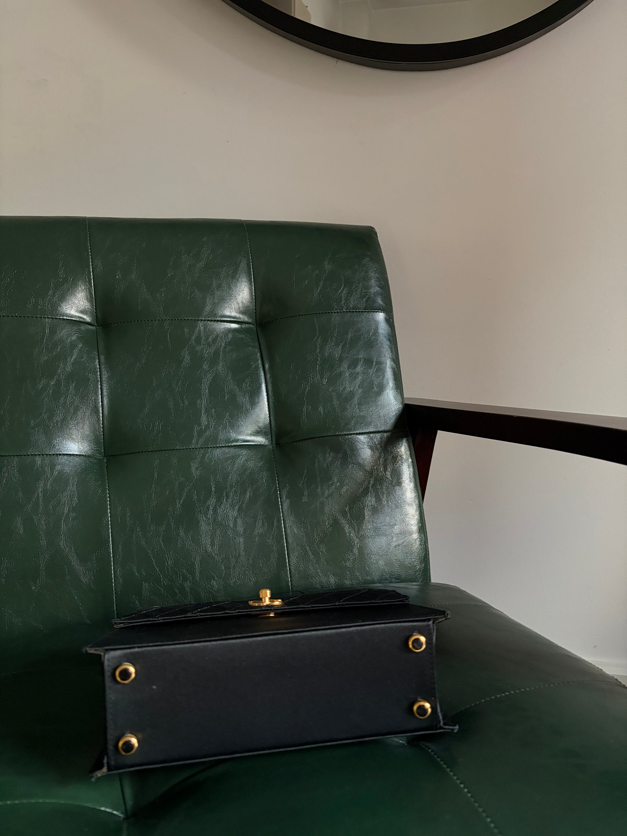 Rare! Chanel trapezoid black satin bag with 24ct gold bijoux chain