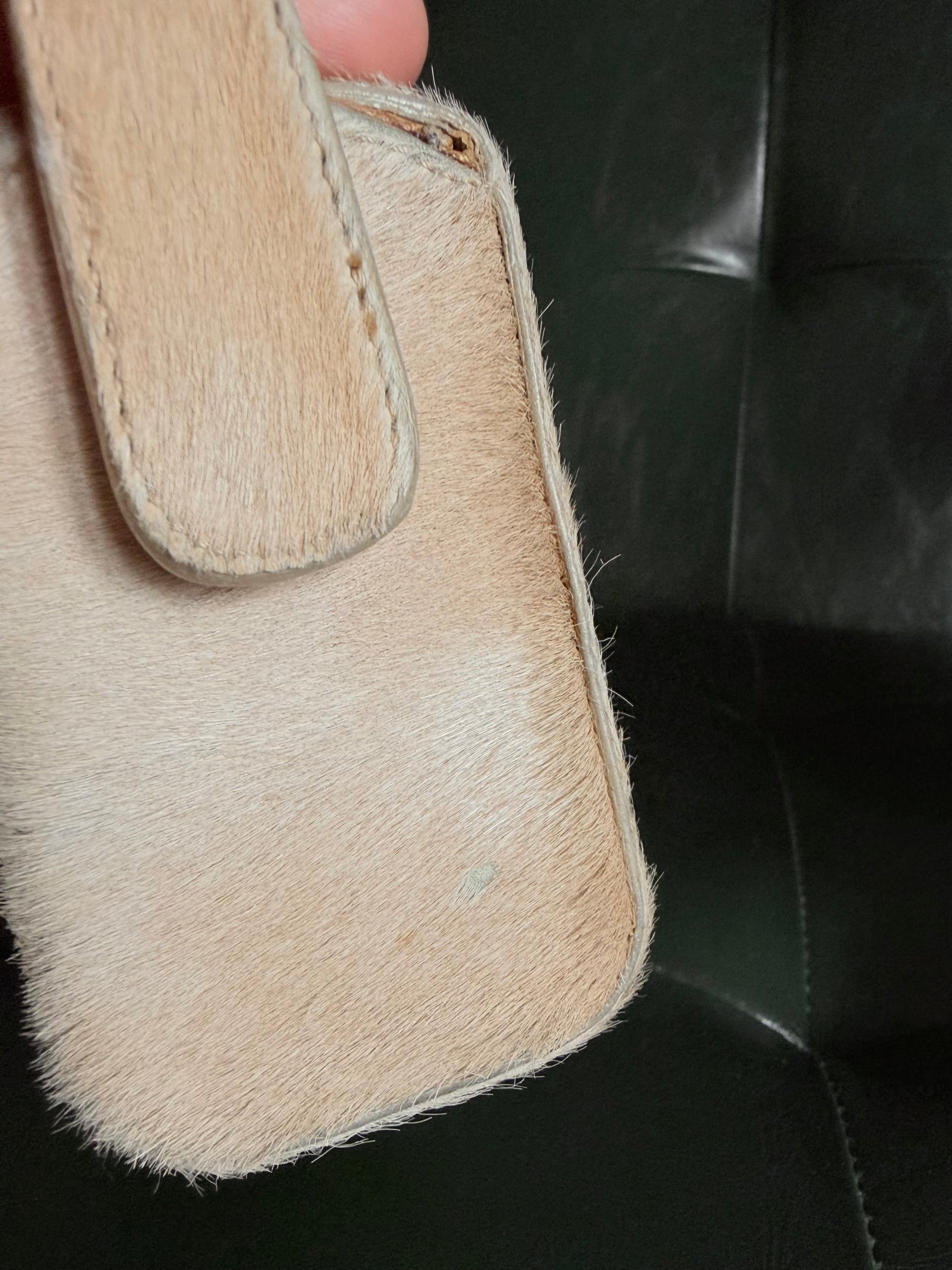 Prada Beige Pony Hair Mini Top Handle Bag