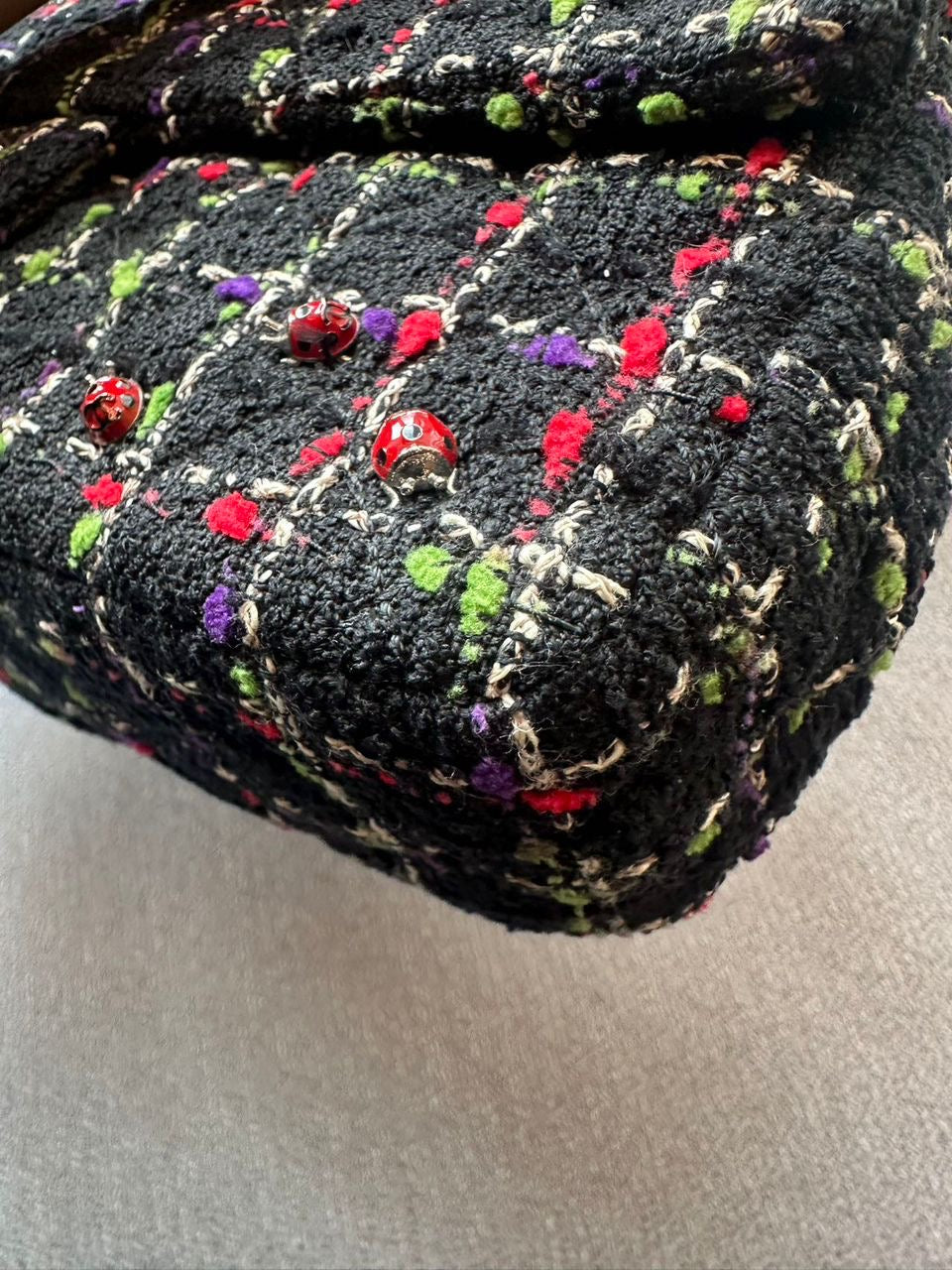 Ultra rare! Chanel medium ladybug single flap bag tweed Series 14