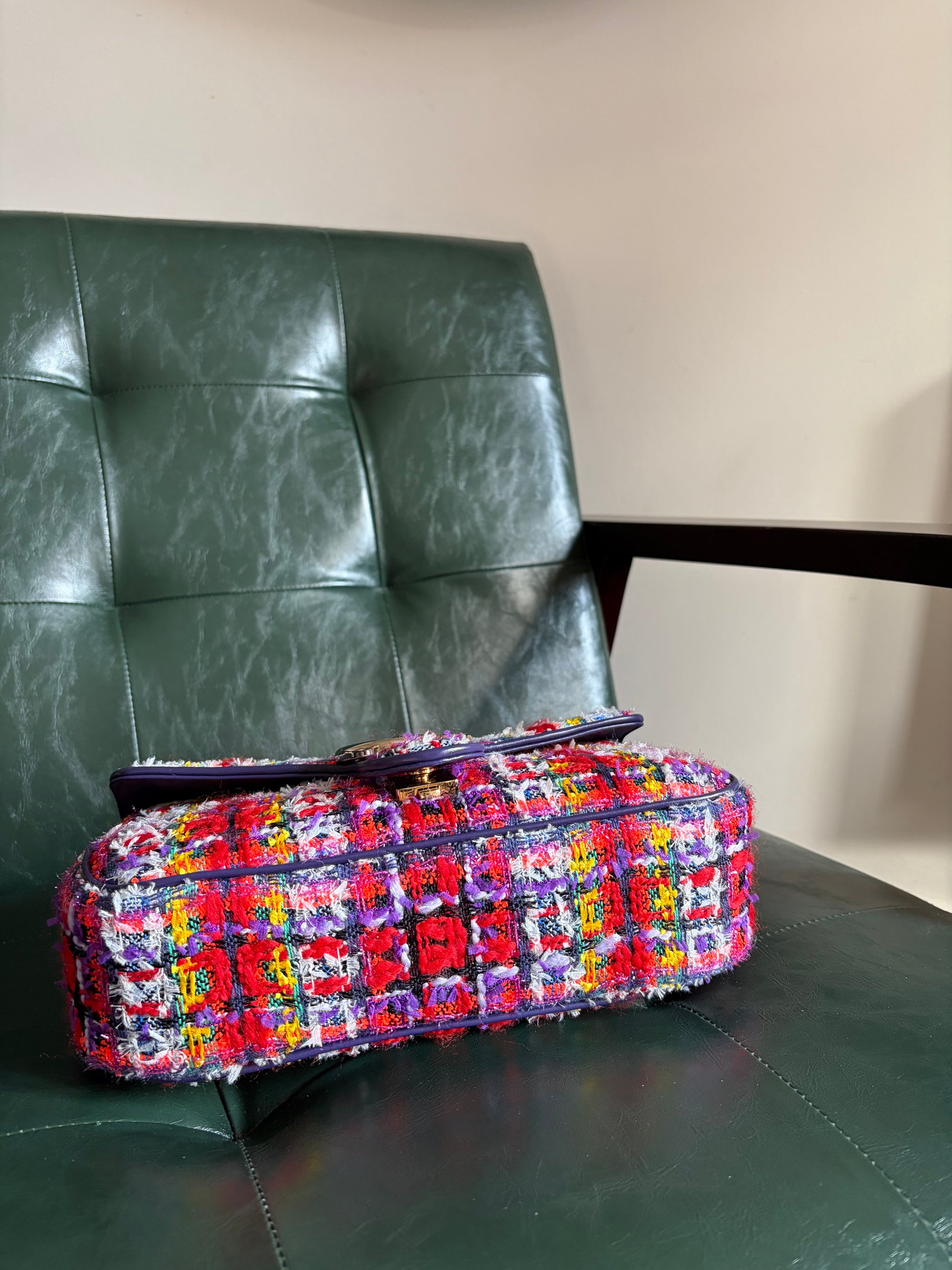 Gucci Marmont Small Multicoloured Tweed Mixed Metal Bag