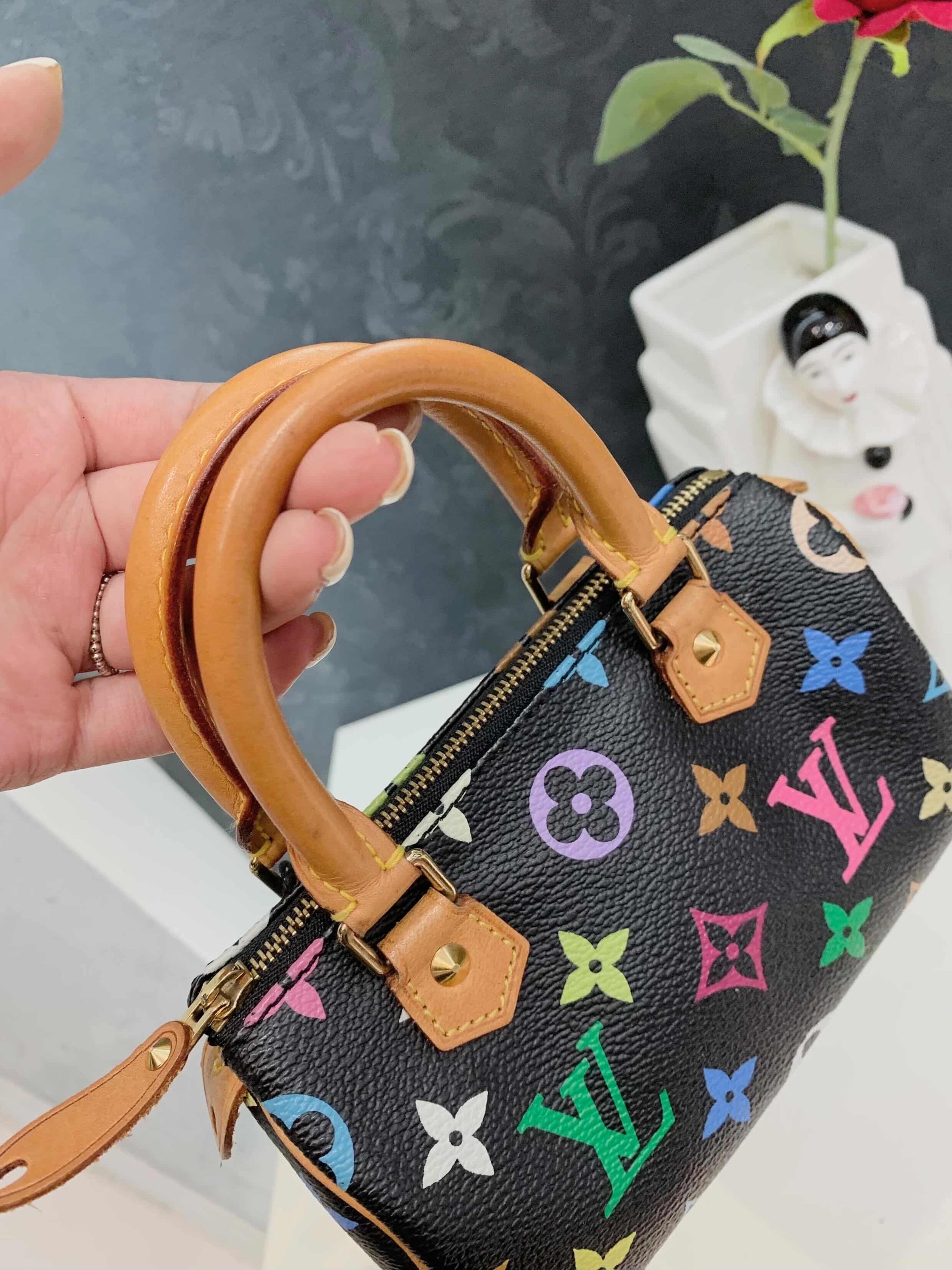 Louis Vuitton x Takashi Murakami vintage nano speedy black multi