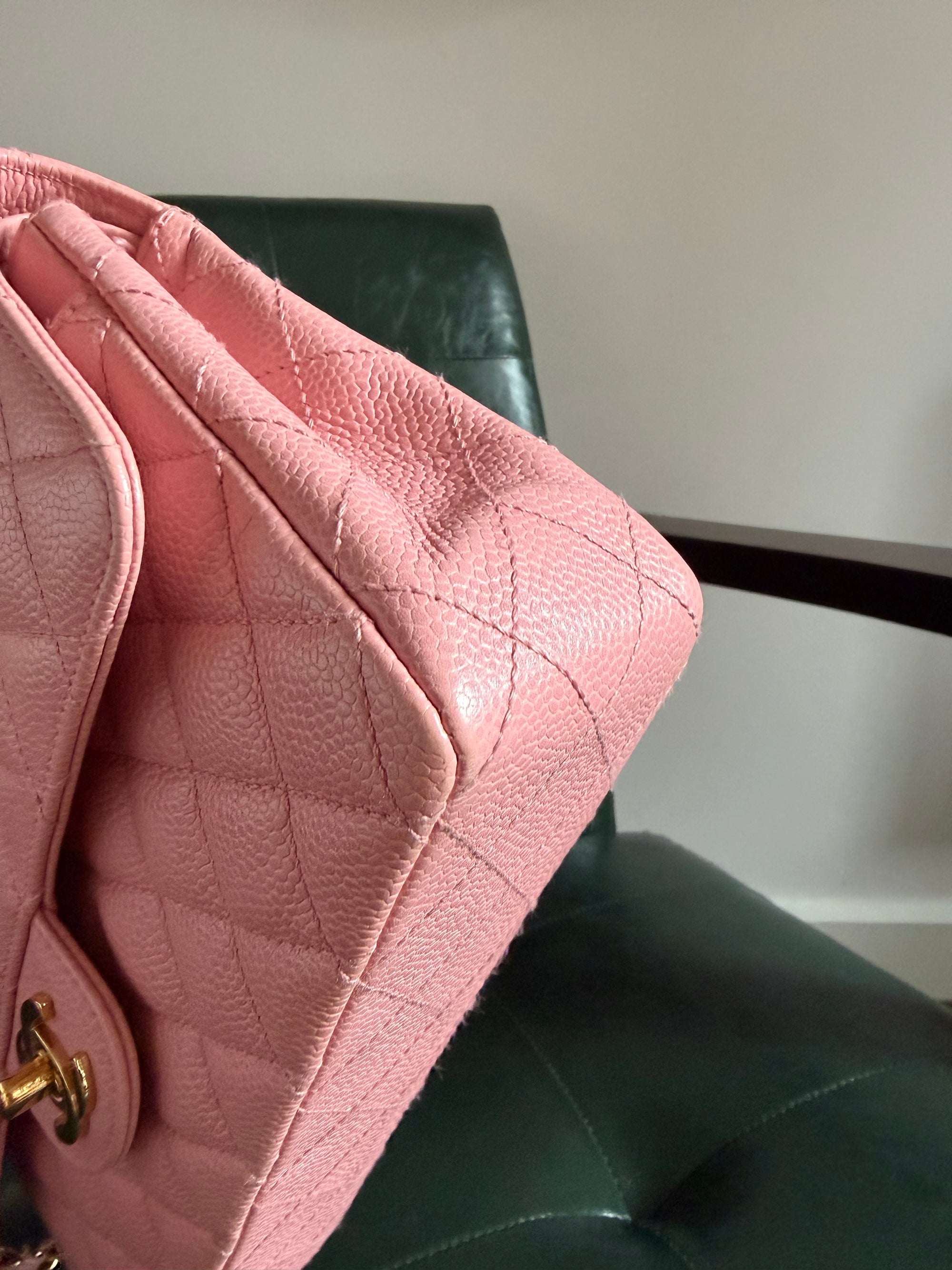 Rare! Series 9 Chanel Rose Sakura Pink Vintage Caviar Medium Classic Flap 24ct Gold Hardware