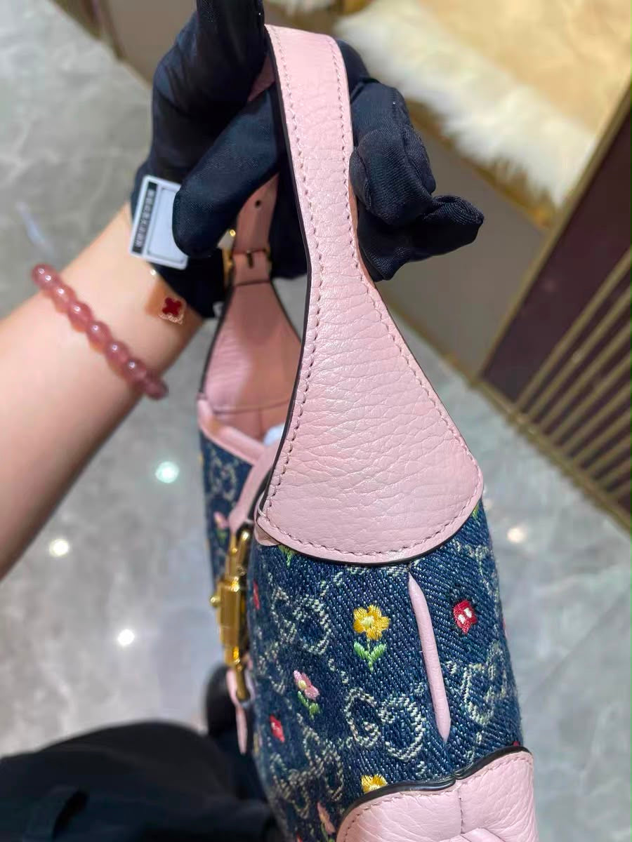 Pre-order - Gucci denim floral mini Jackie bag