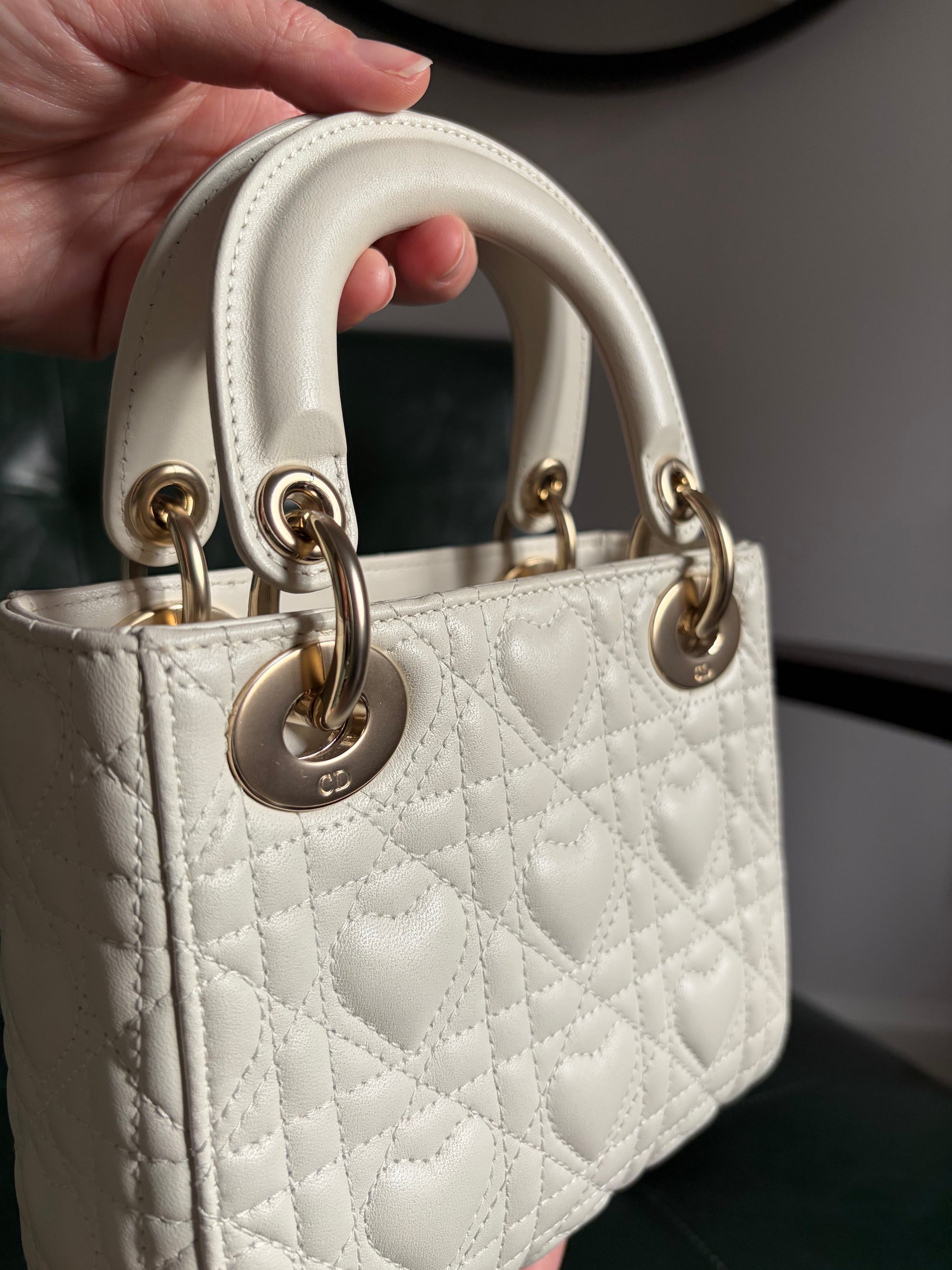 Dior Amour white mini lady dior bag