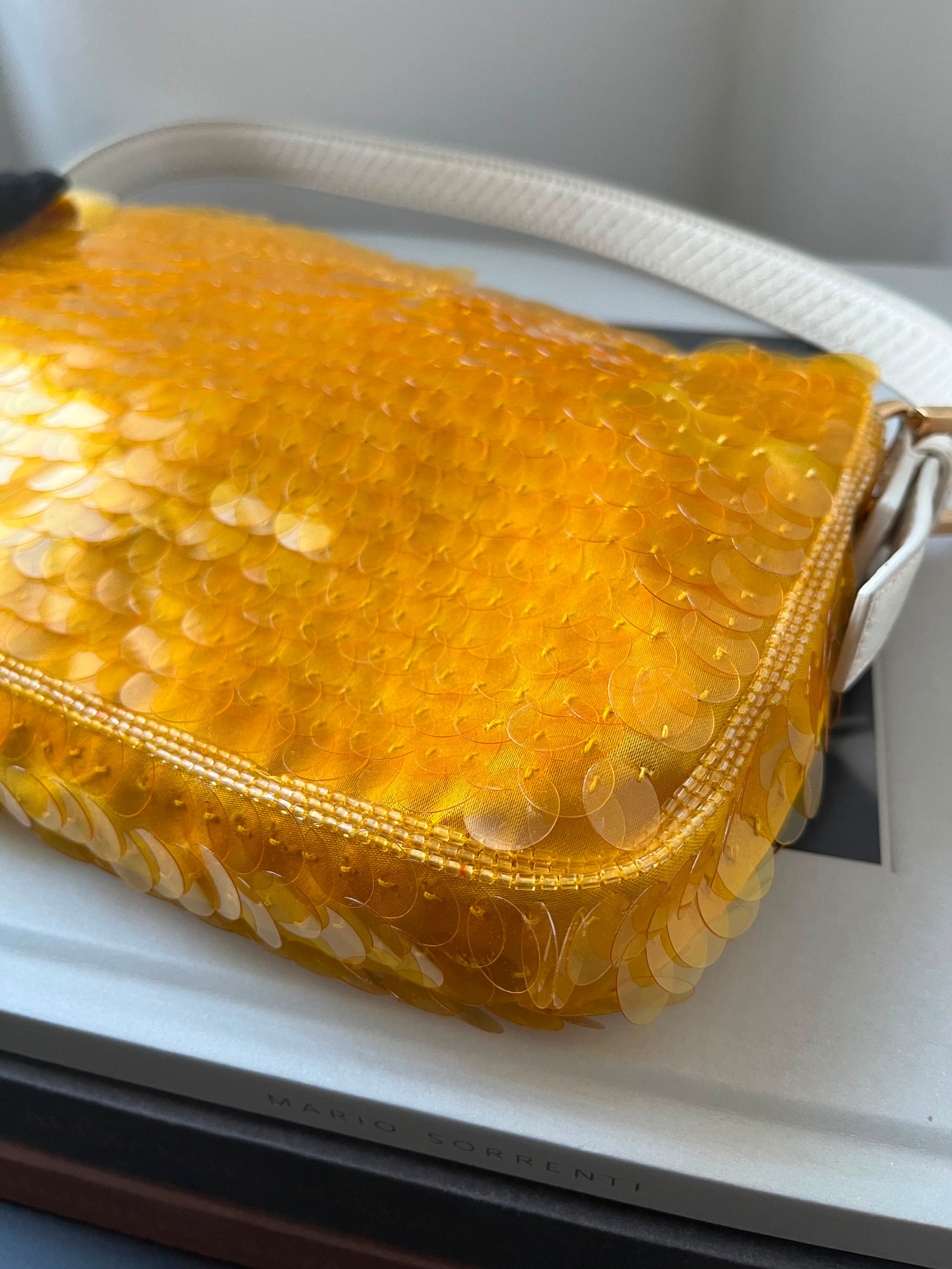 Fendi Yellow Paillettes Sequin baguette