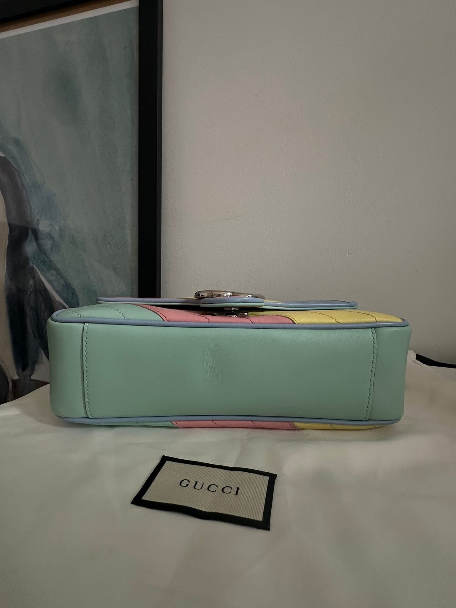 Gucci rainbow stripe marmont bag size small