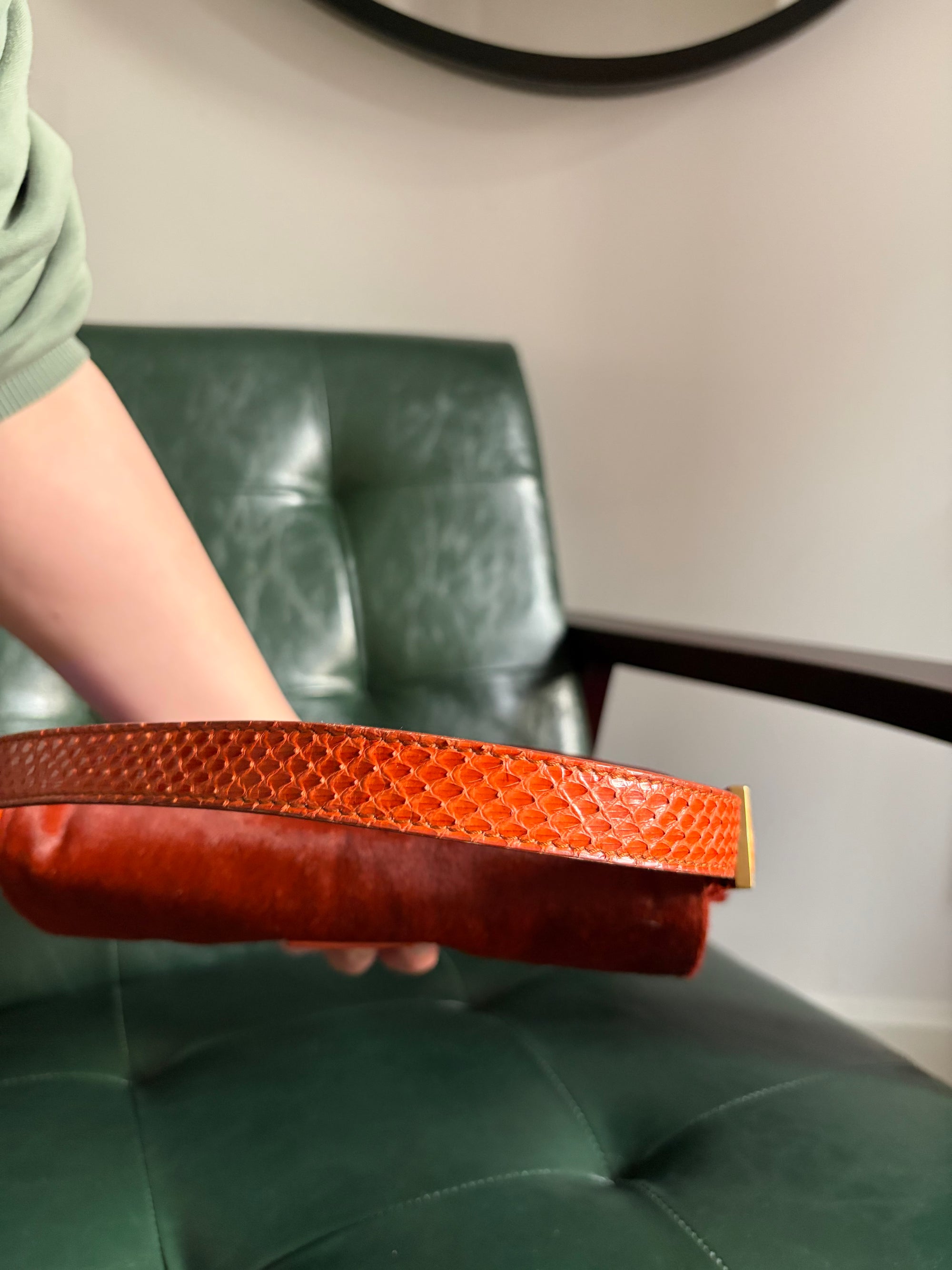 Ultra rare! Orange Fendi pony hair baguette