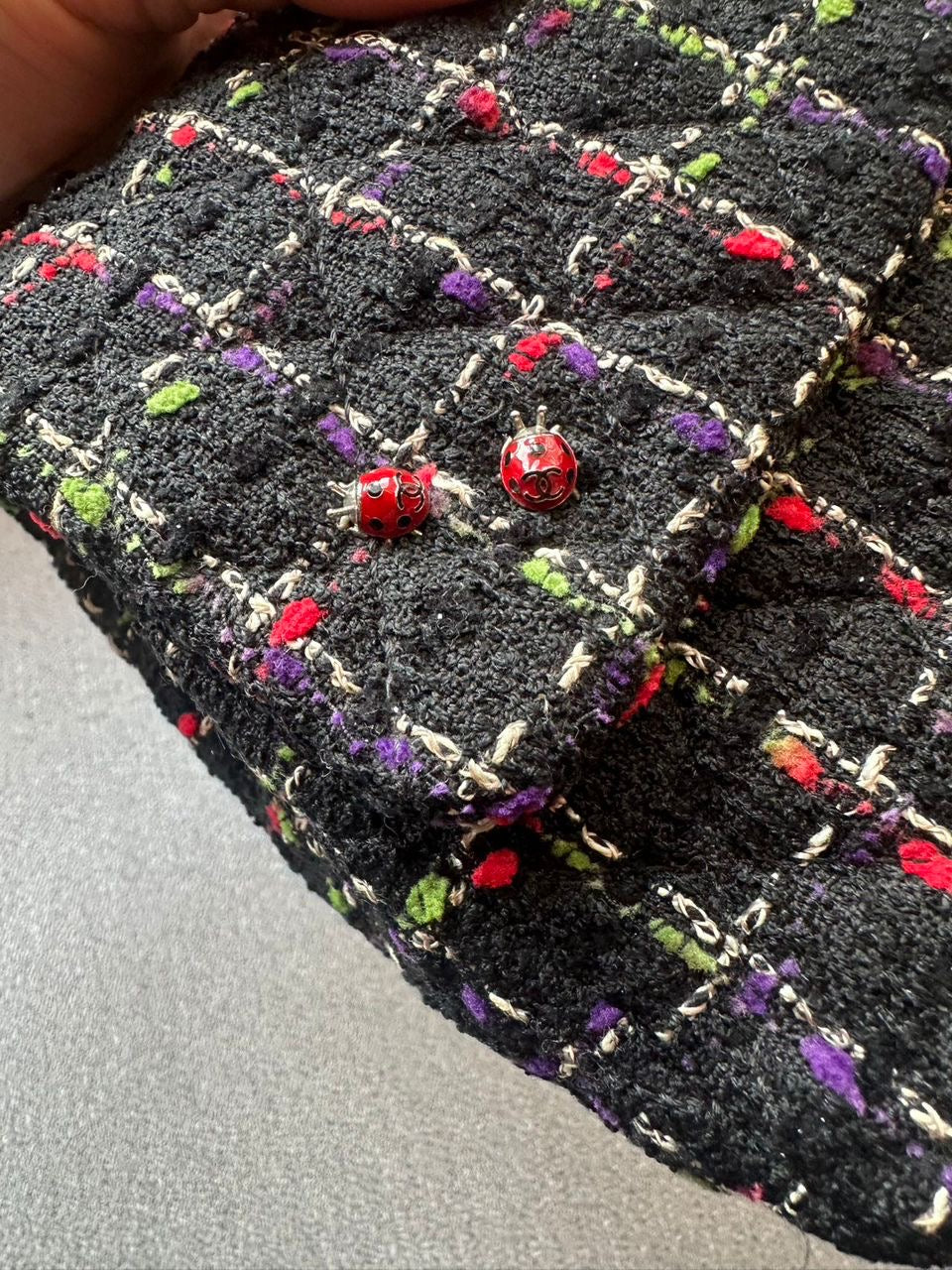 Ultra rare! Chanel medium ladybug single flap bag tweed Series 14
