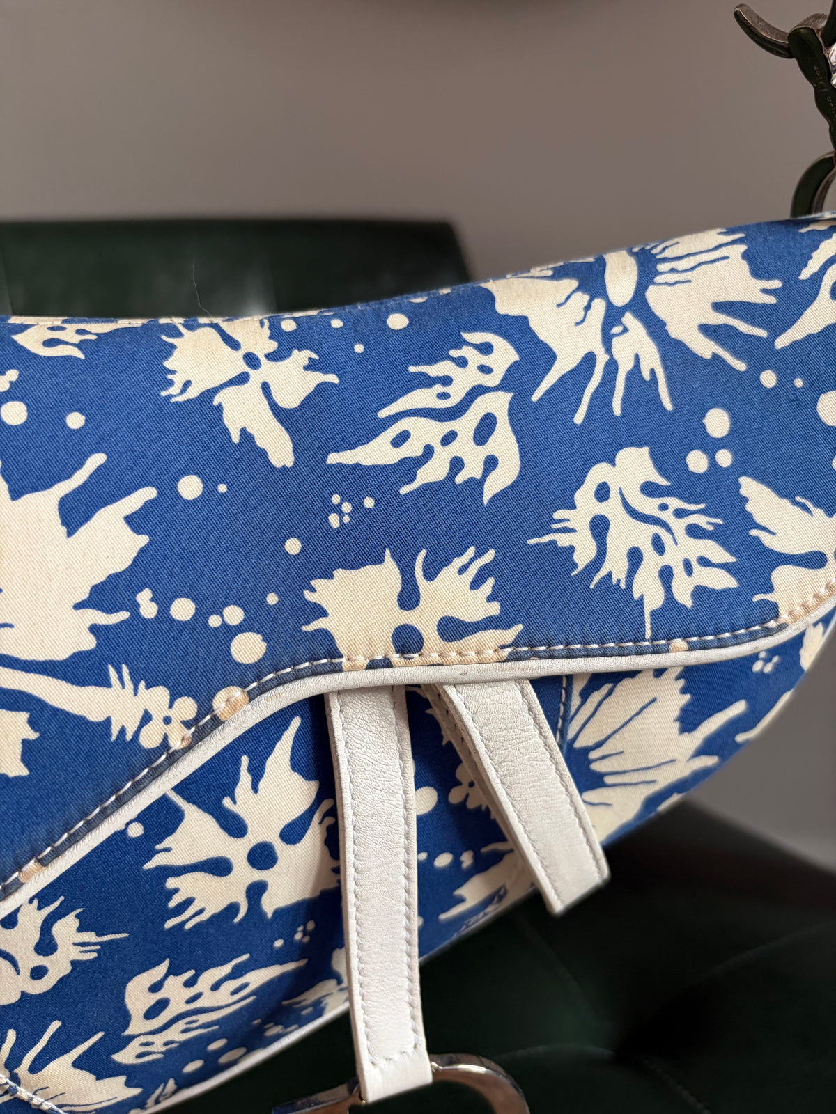 Dior blue and white "Surf Chick" saddle bag