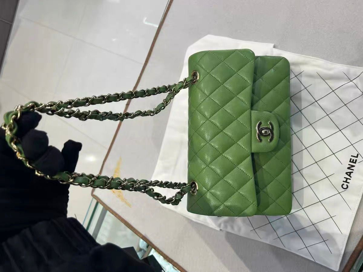 Pre-order - Chanel 22C Avocado Green Caviar Small Classic Flap Bag