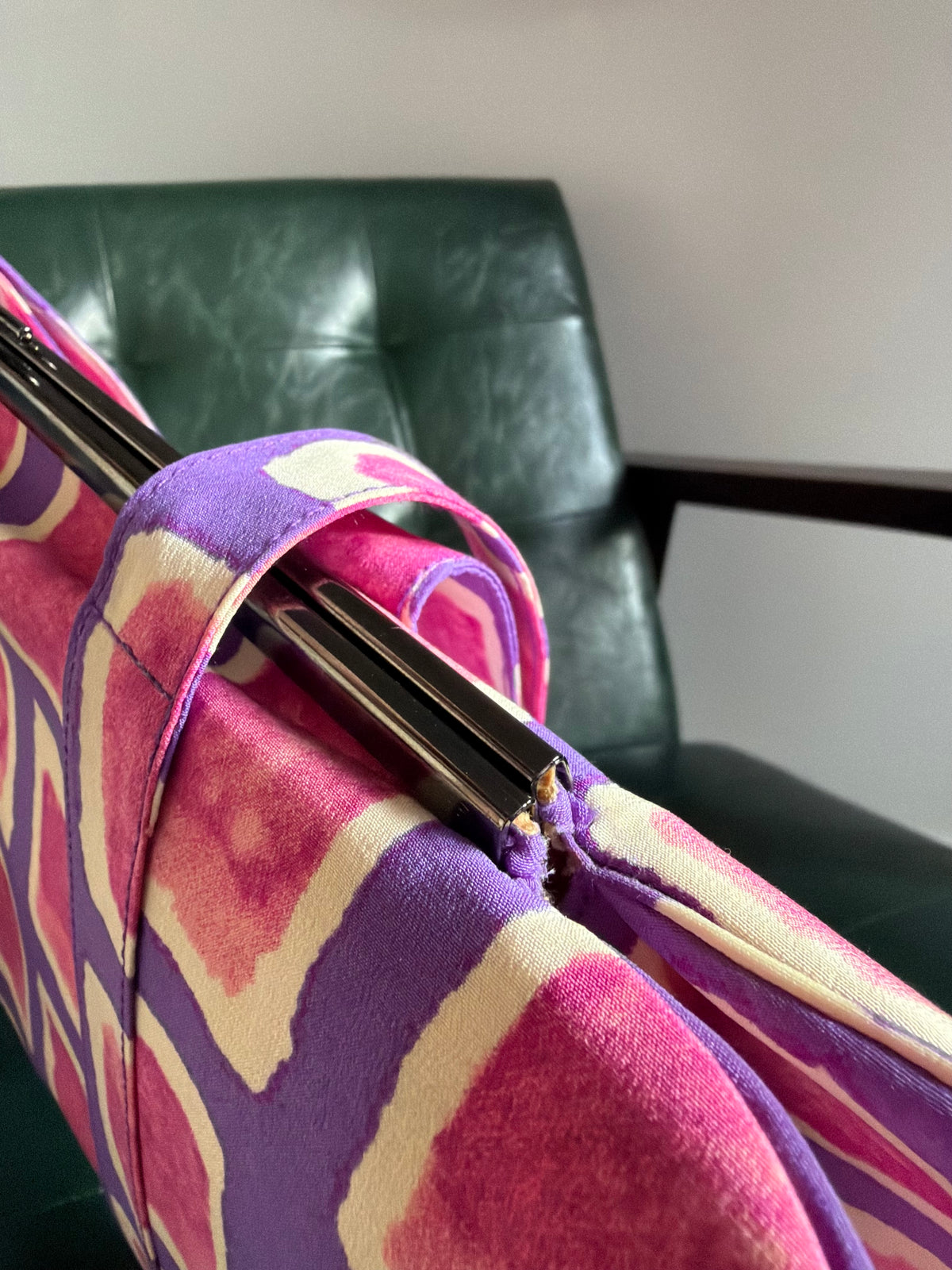 Chanel vintage watercolor kisslock pink and purple tote bag
