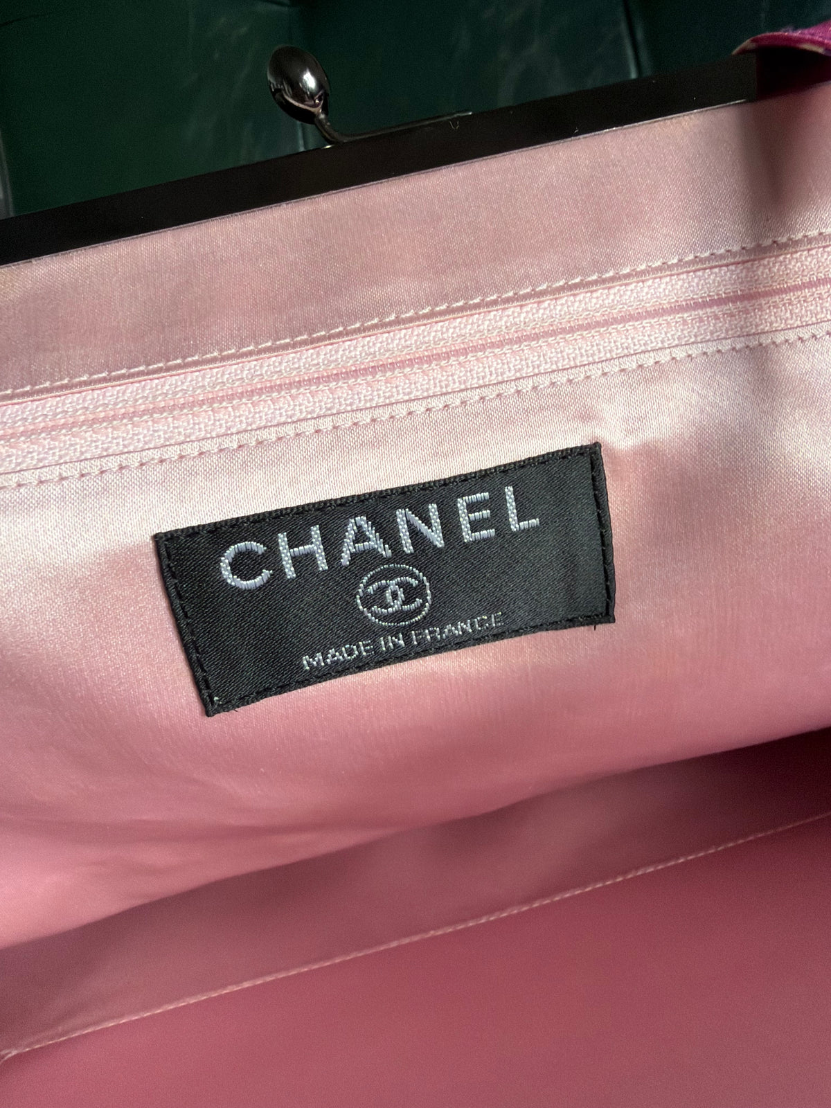 Chanel vintage watercolor kisslock pink and purple tote bag