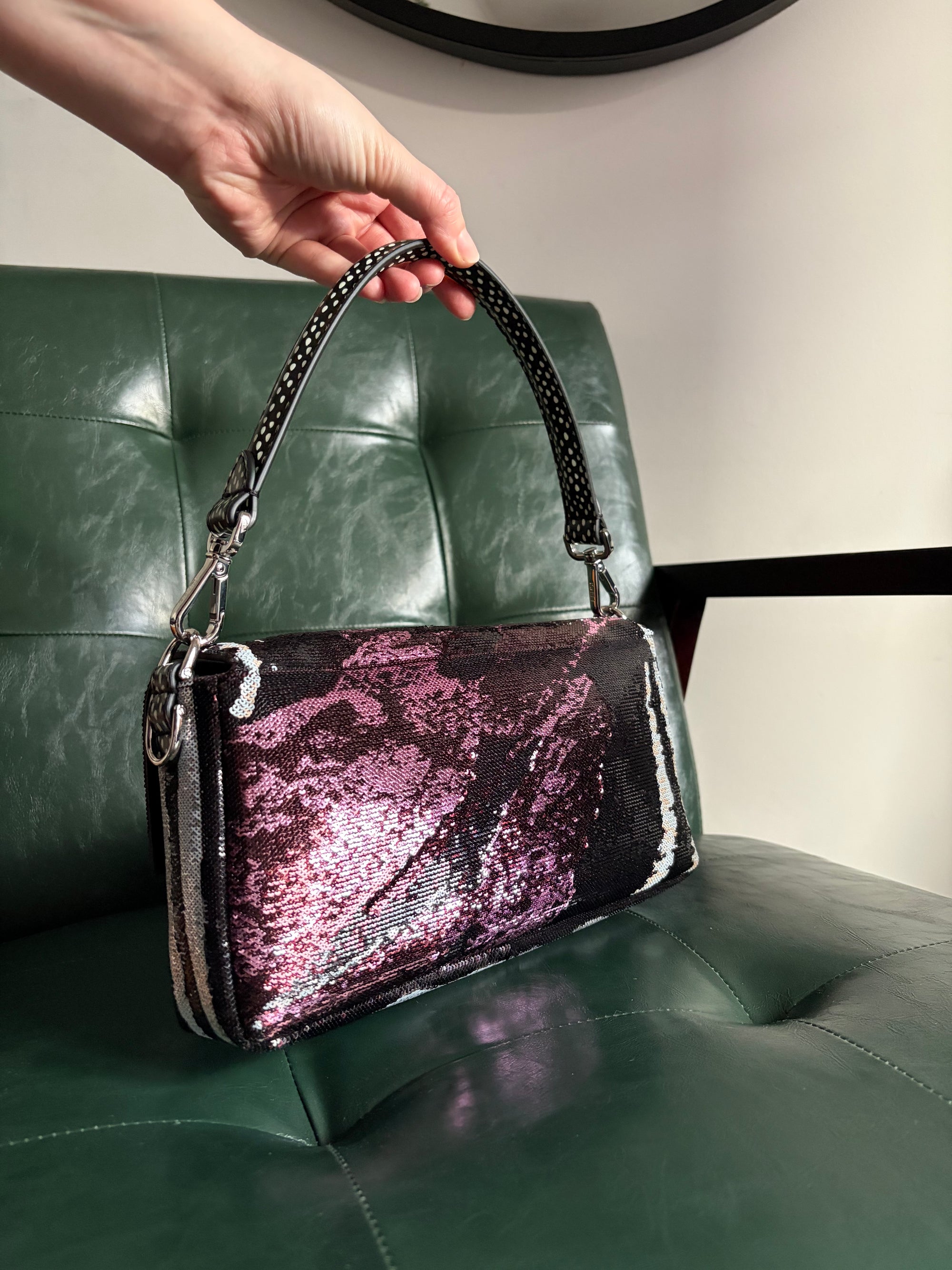 Fendi Night Butterfly Modern Sequin Baguette Bag