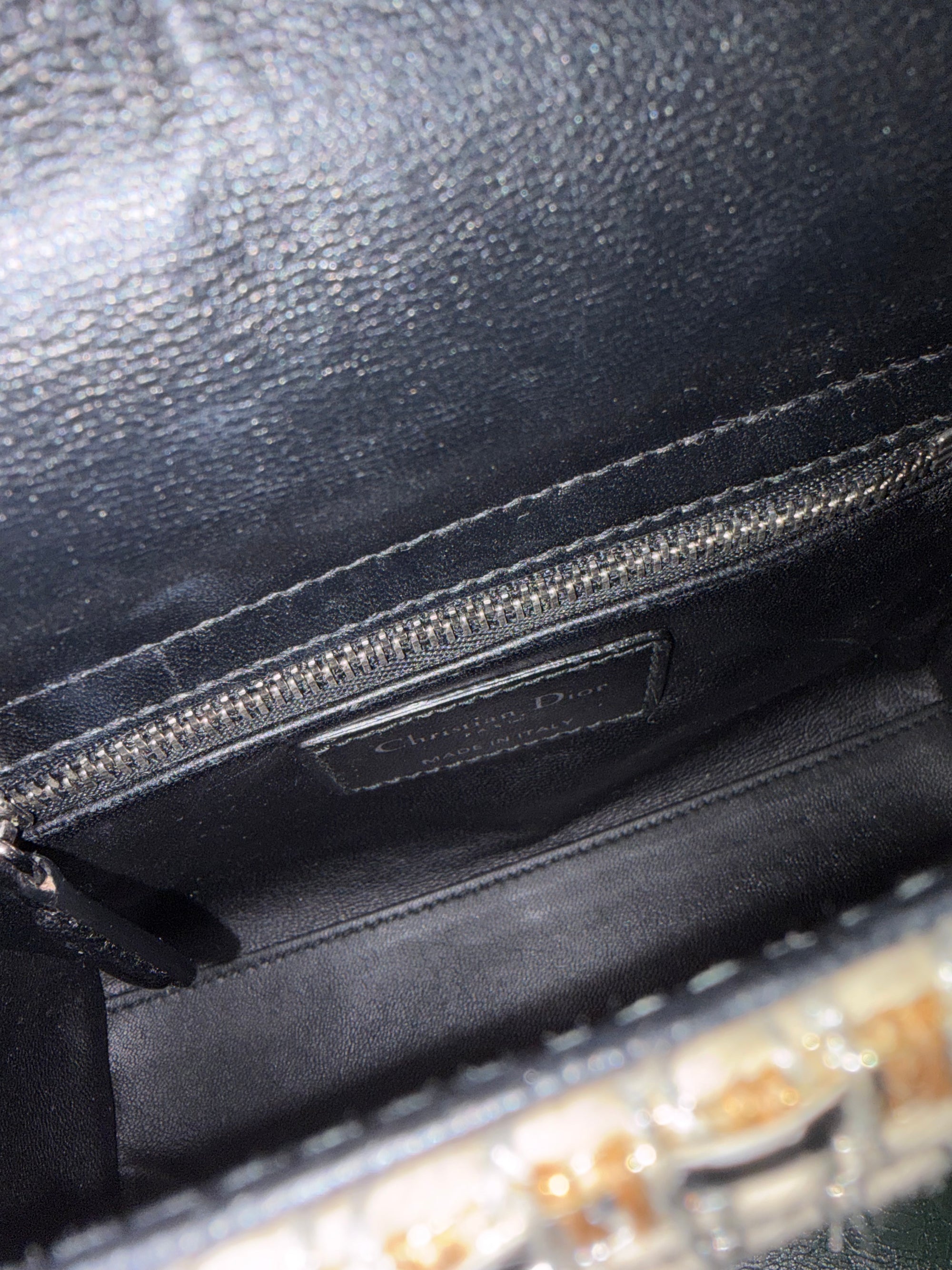 Metallic braided tweed mini Lady Dior bag