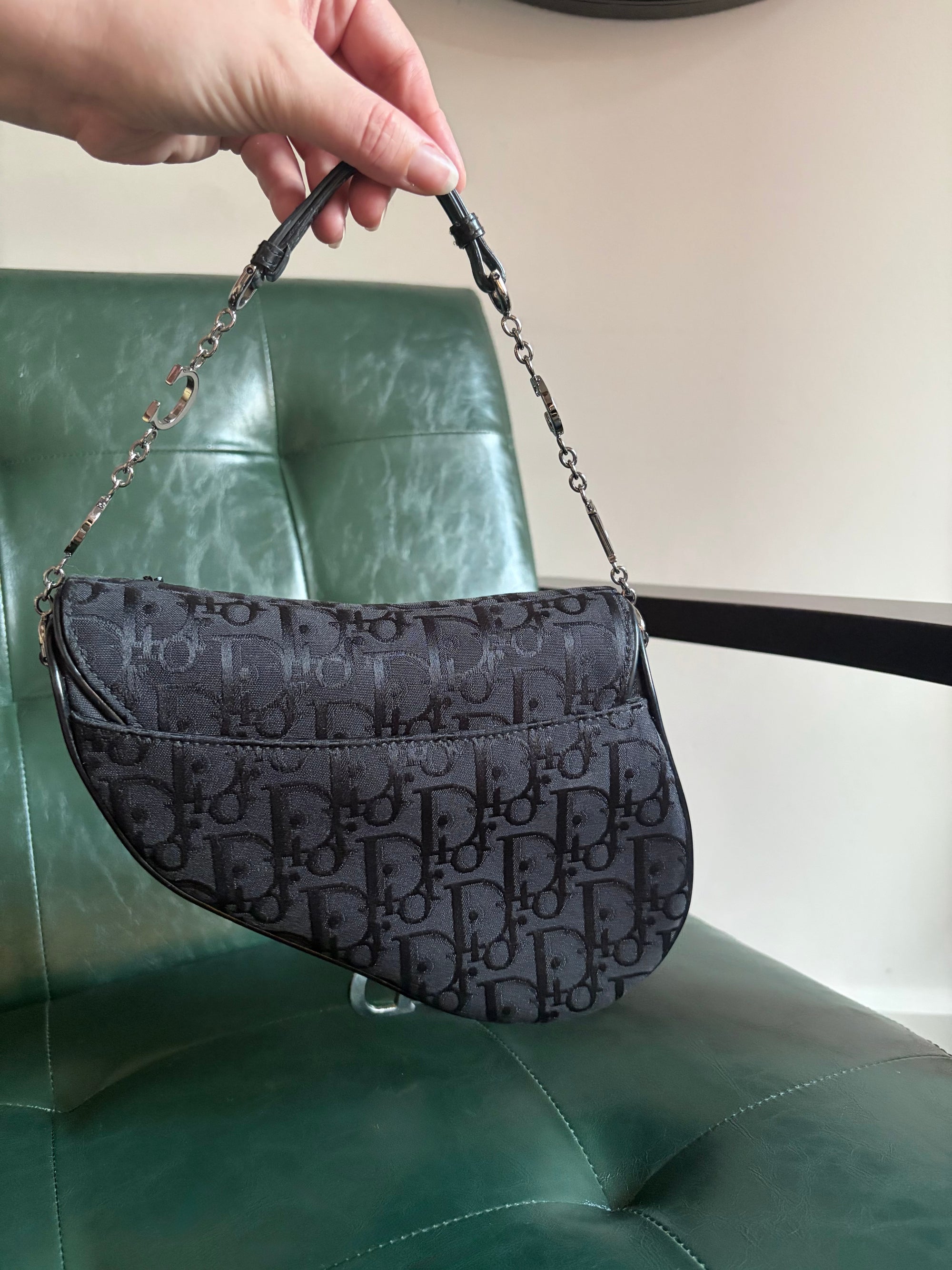 Limited Edition Dior mini saddle bag black embellished monogram canvas