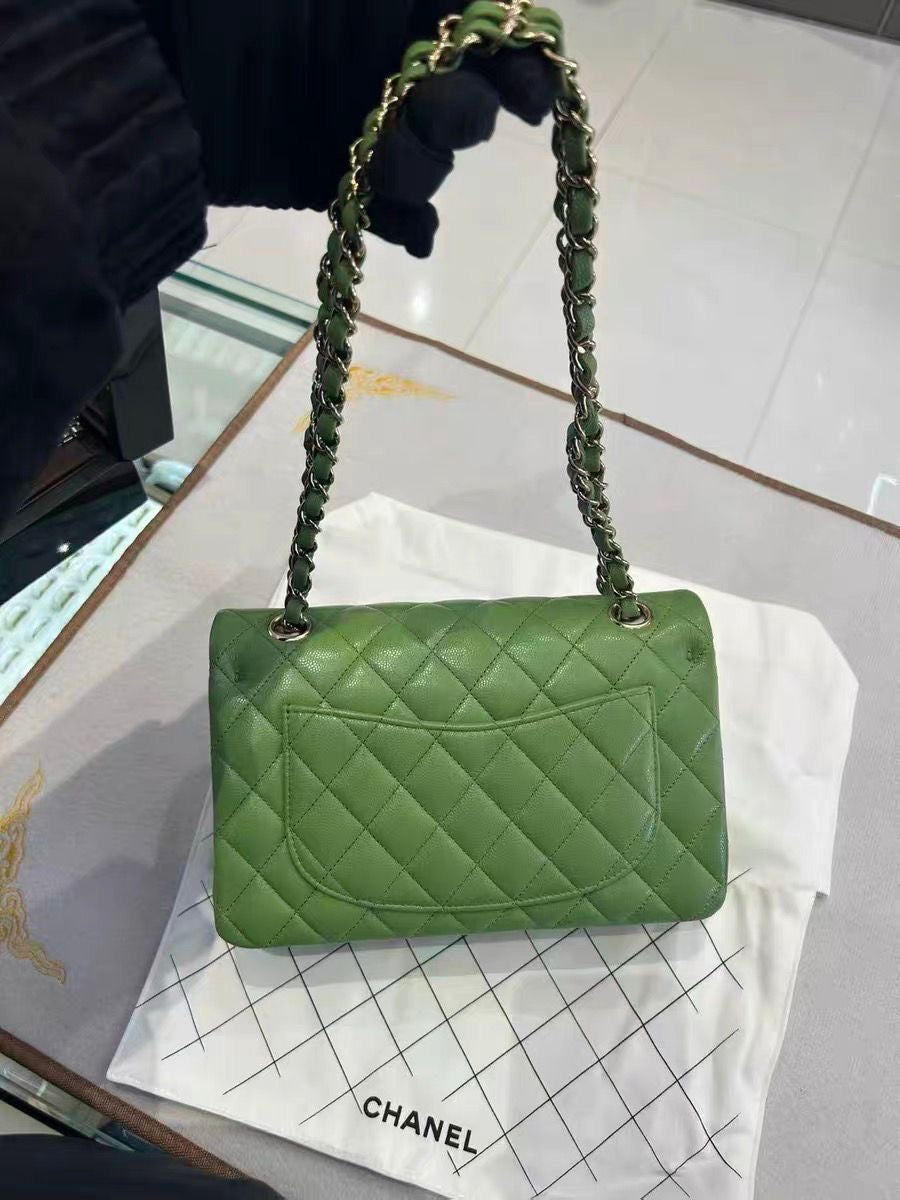 Pre-order - Chanel 22C Avocado Green Caviar Small Classic Flap Bag