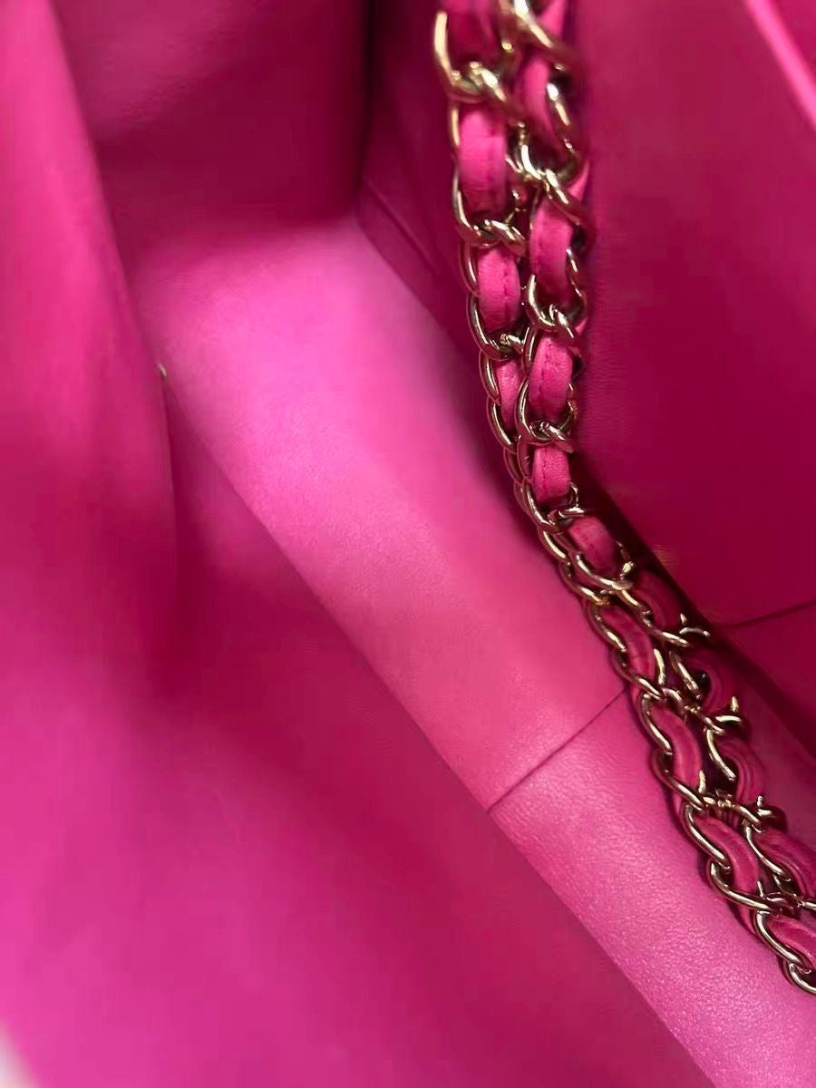 Chanel hot pink lambskin jumbo classic flap