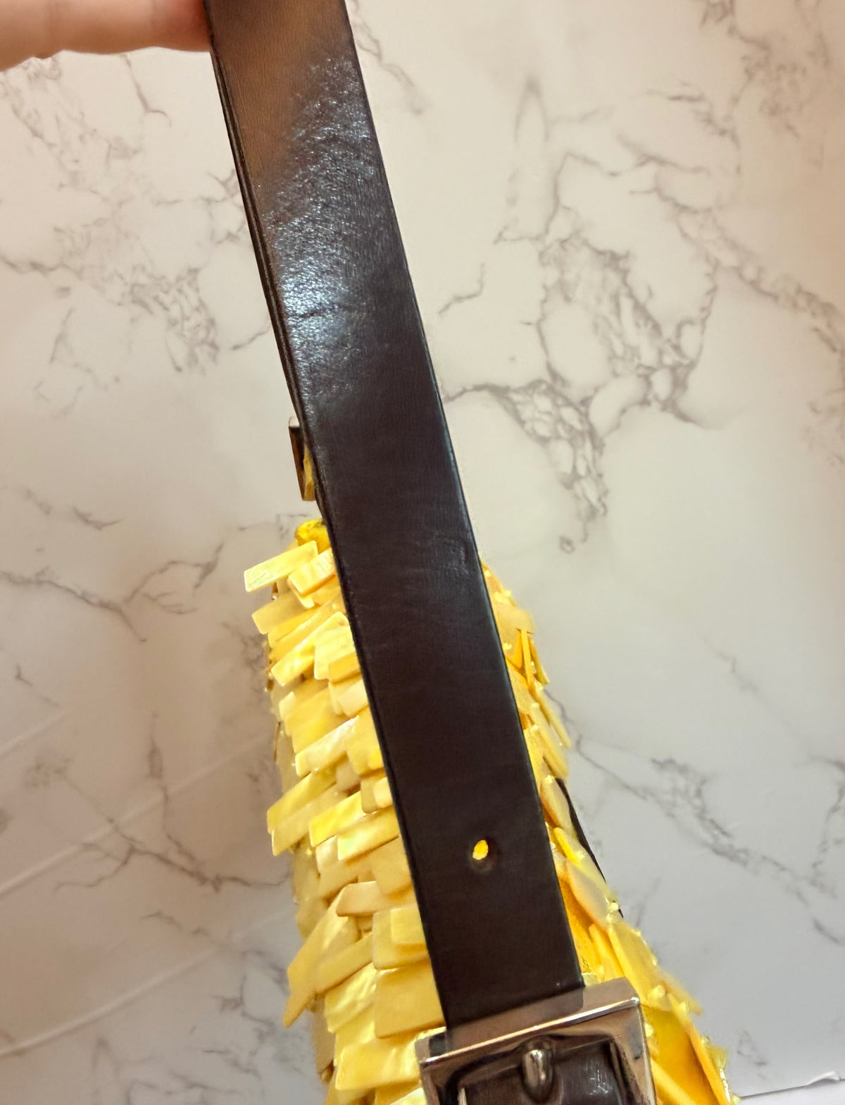 Ultra rare! Fendi mother of pearl yellow shell beaded baguette