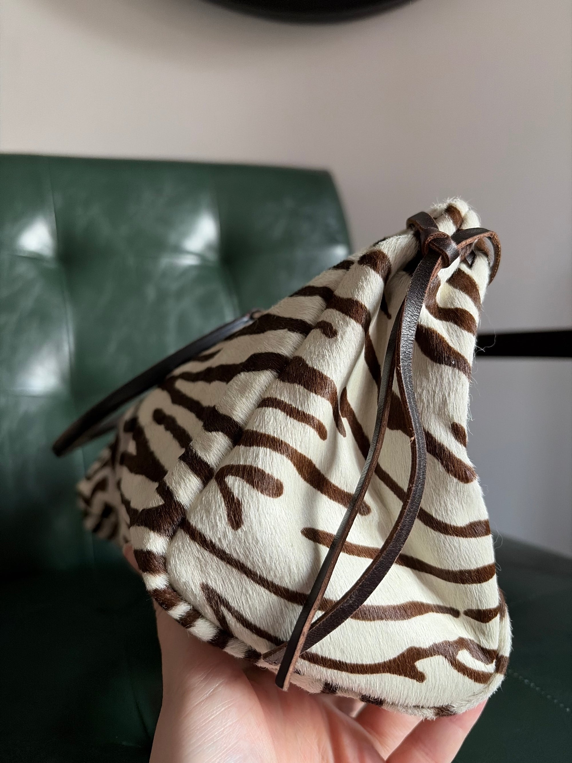 Vintage Prada Zebra Print Pony Hair Top Handle Bag