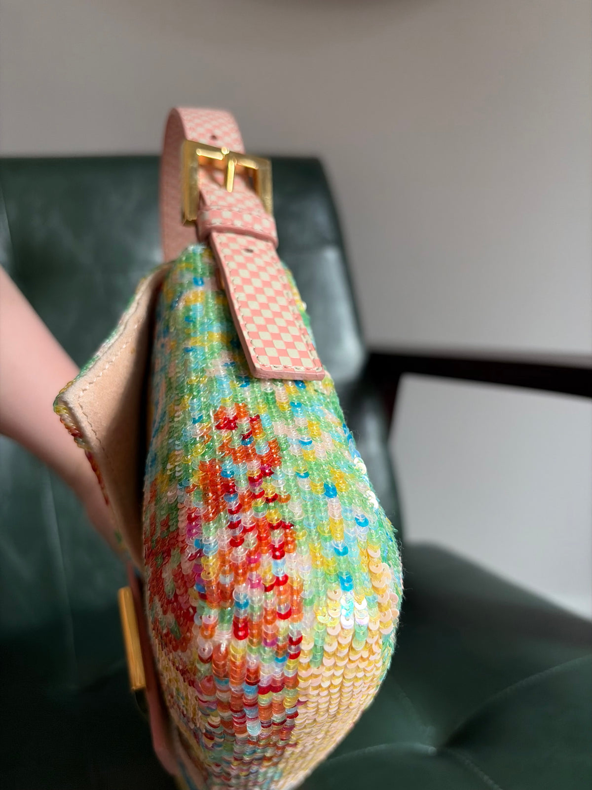 Ultra rare! Limited Edition vintage Fendi multicoloured sequin Splash Ball 'Confetti' baguette