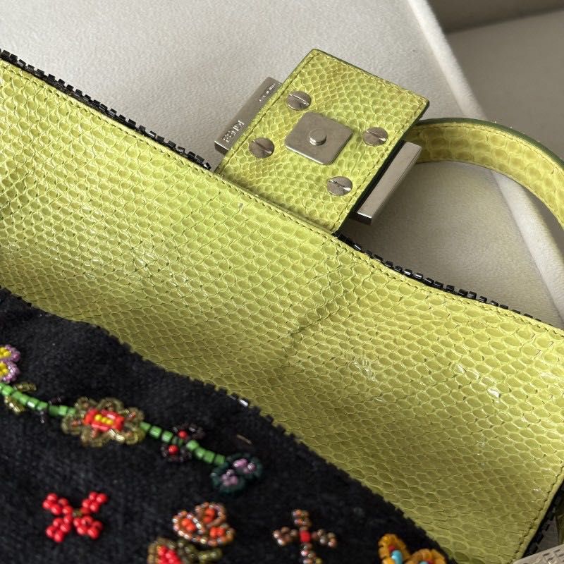 Fendi black baguette with floral beading