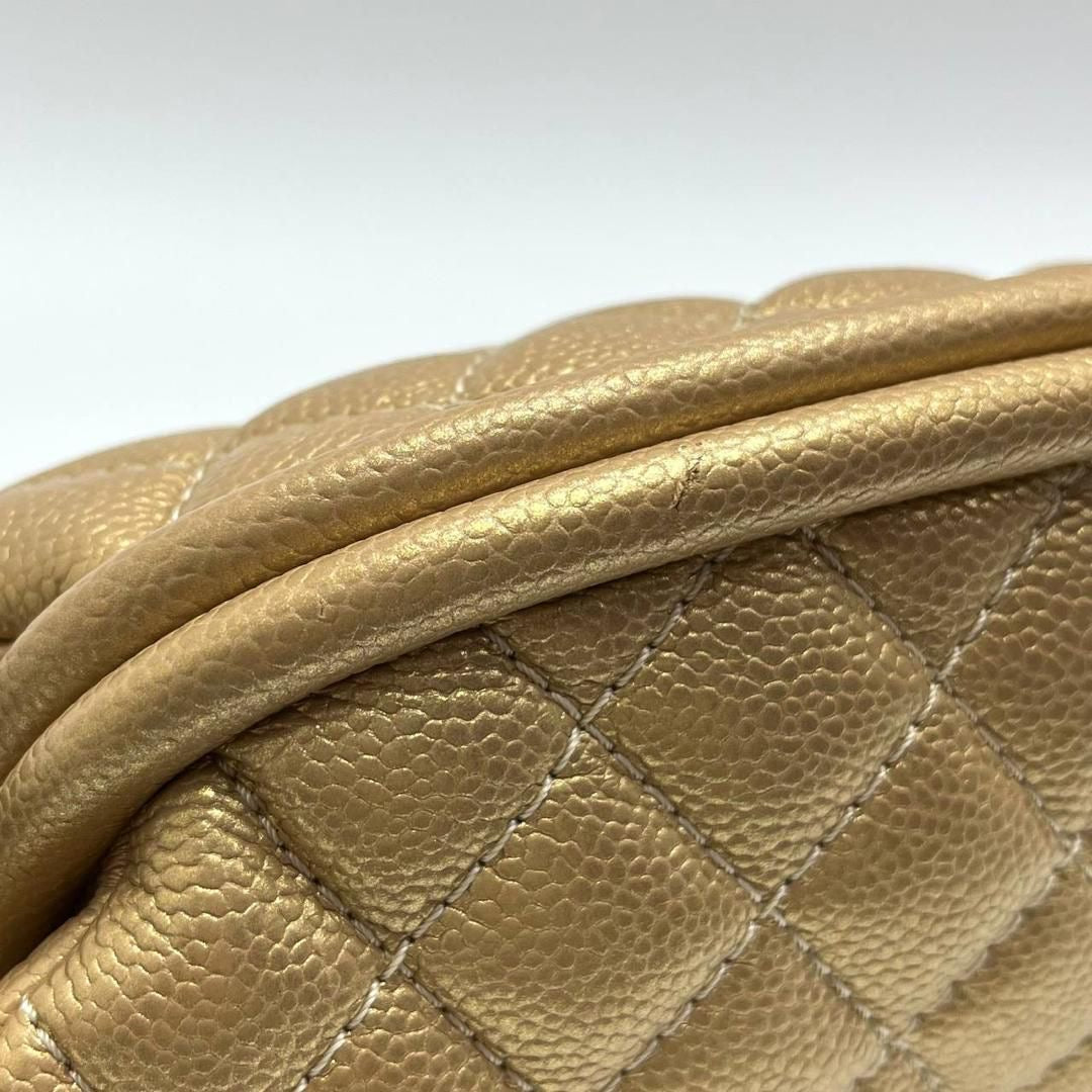 Chanel vintage gold caviar kisslock clutch bag