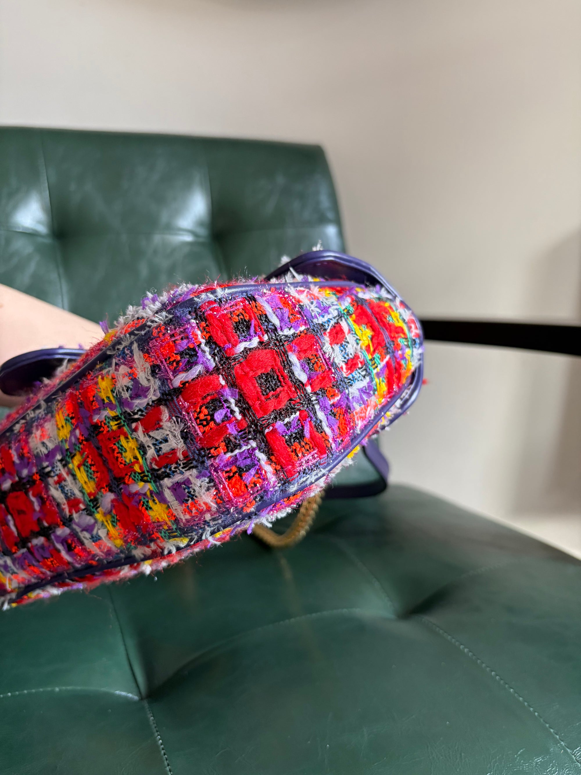 Gucci Marmont Small Multicoloured Tweed Mixed Metal Bag