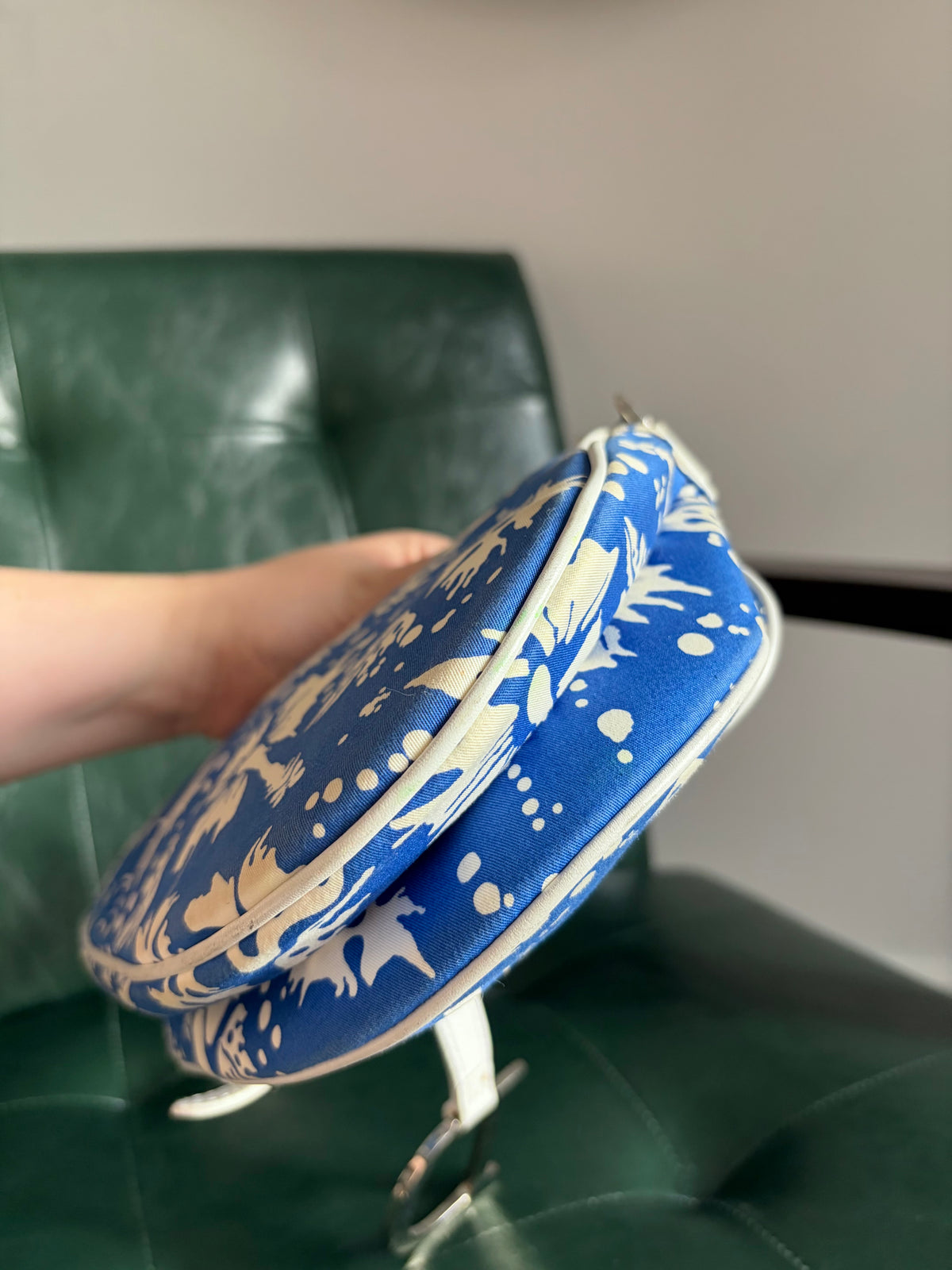Dior blue and white "Surf Chick" saddle bag