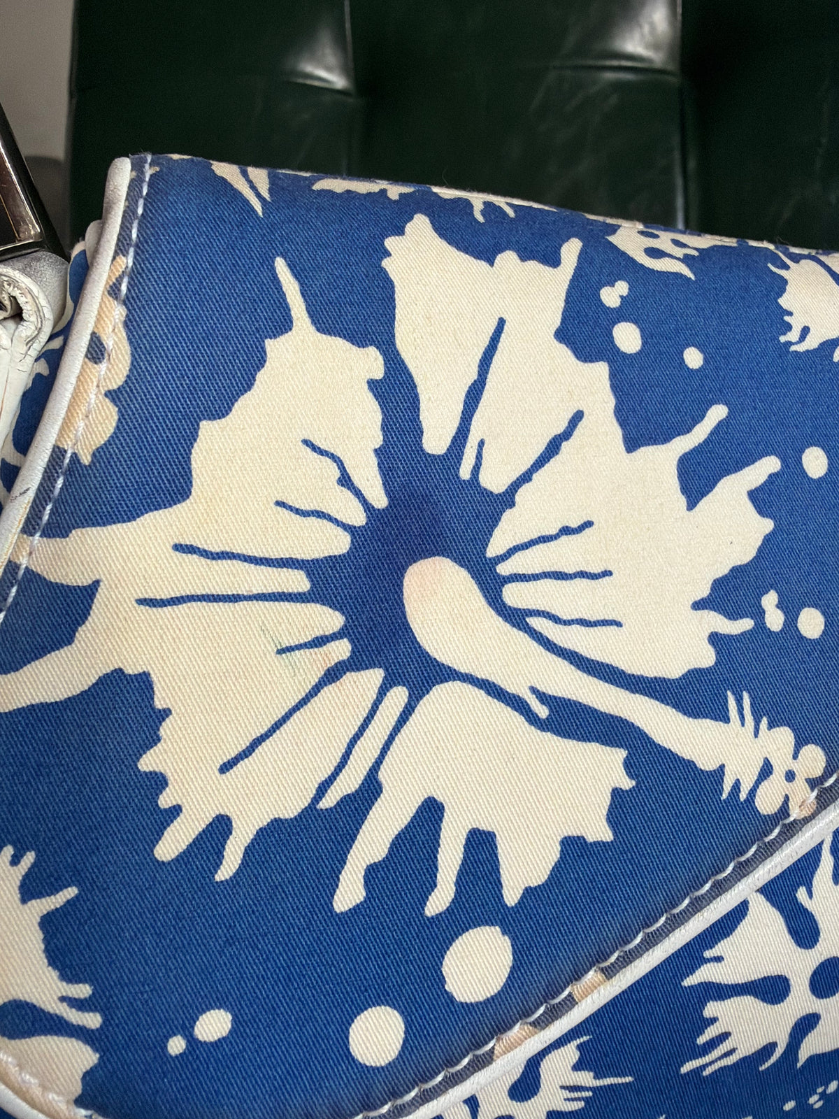 Dior blue and white "Surf Chick" saddle bag