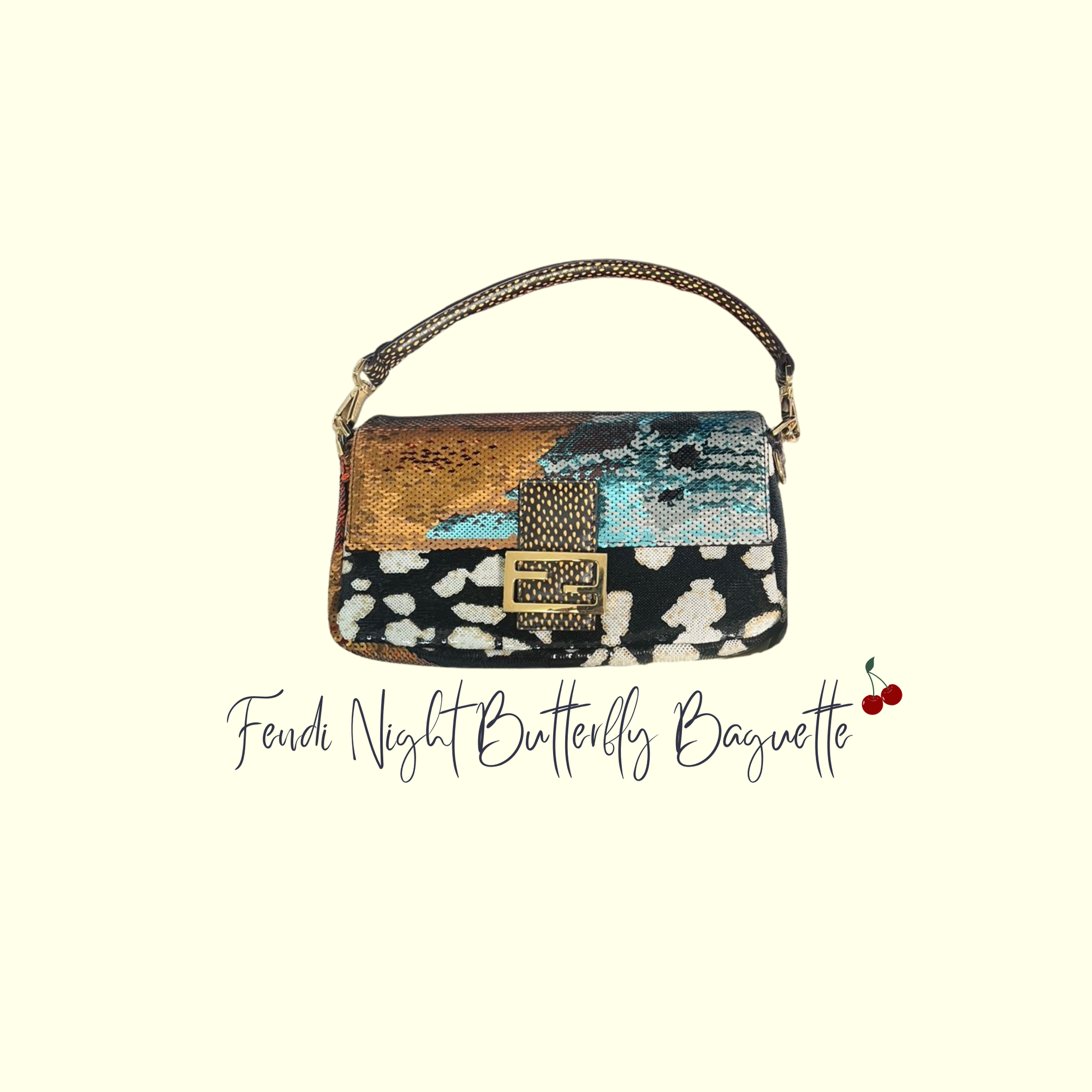Fendi Night Butterfly Sequin Baguette