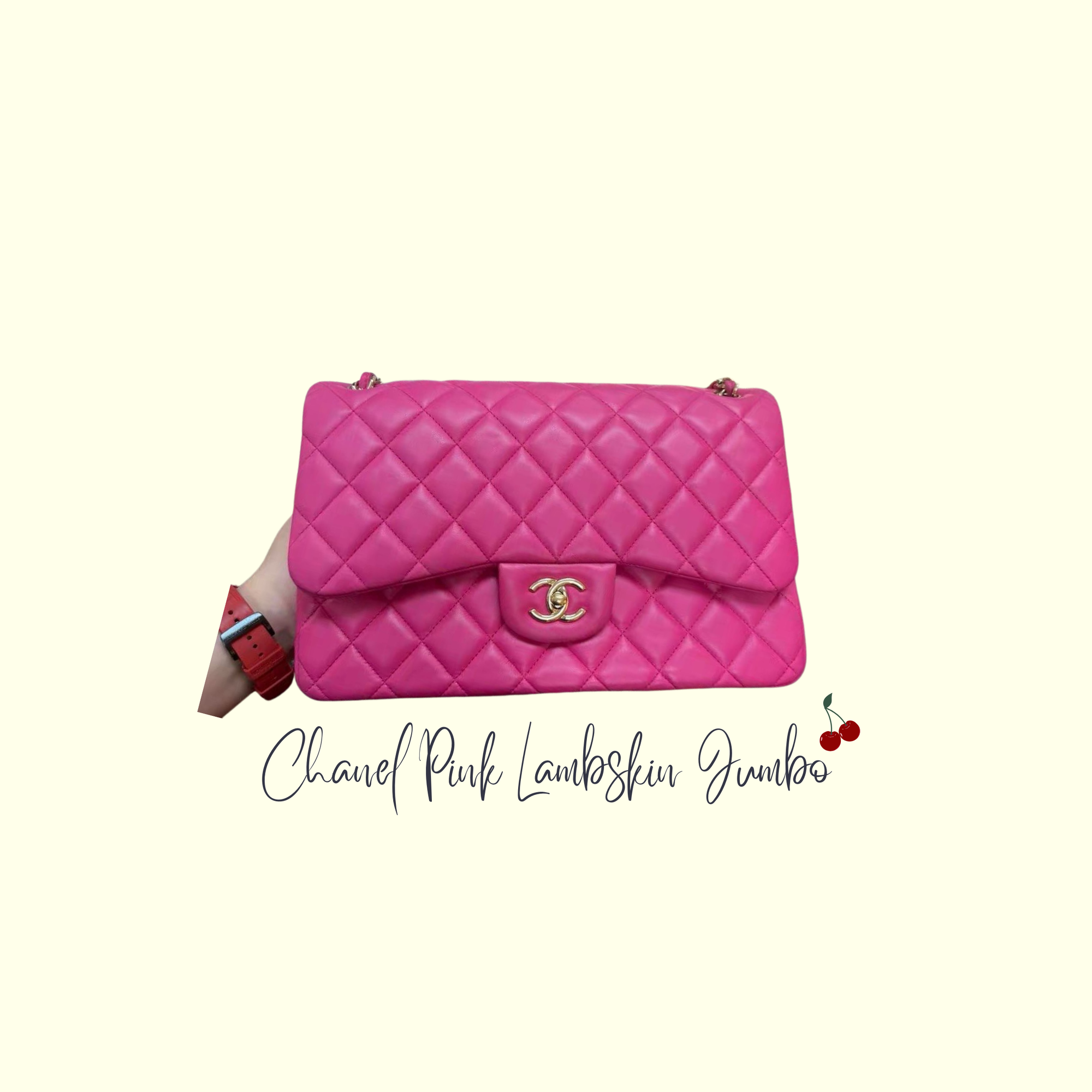 Chanel hot pink lambskin jumbo classic flap