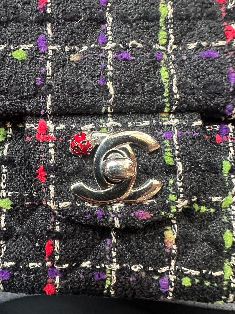 Ultra rare! Chanel medium ladybug single flap bag tweed Series 14