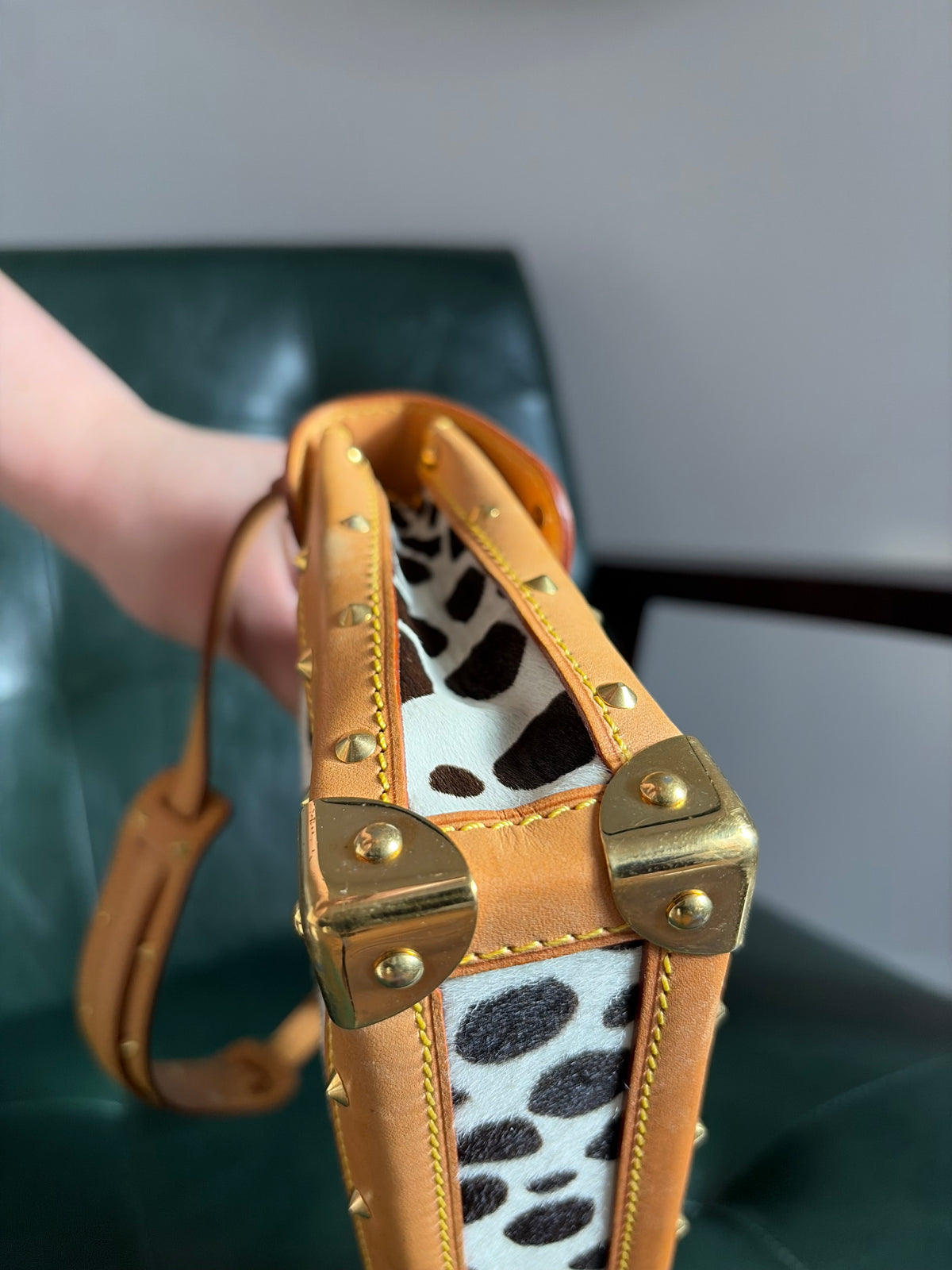 Rare! Louis Vuitton x Takashi Murakami Sac Rabat Monogram Dalmatian Pony Hair Bag
