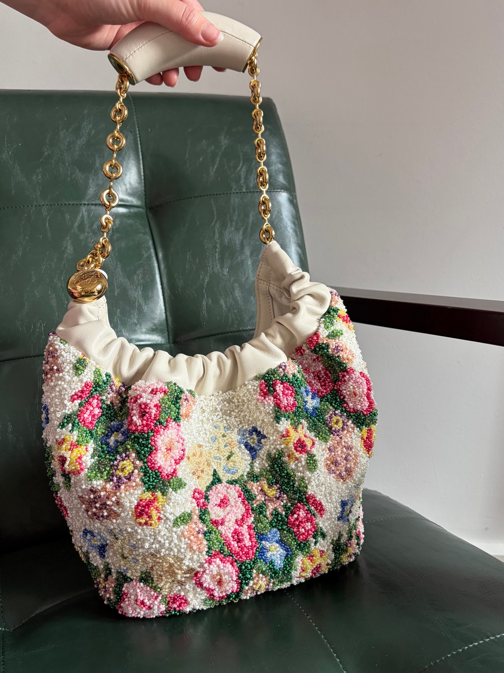 Special Edition Floral Beaded Loewe Mini Squeeze Bag