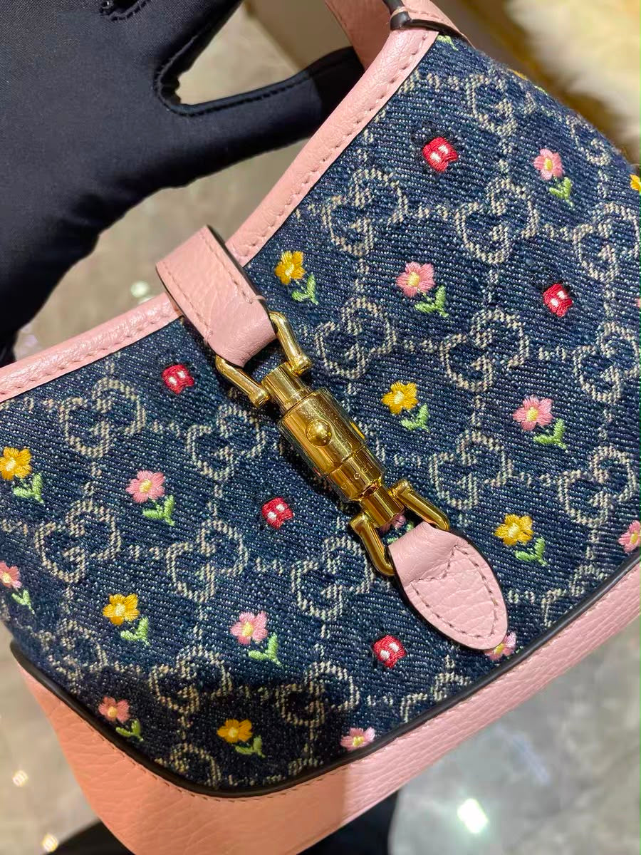 Pre-order - Gucci denim floral mini Jackie bag