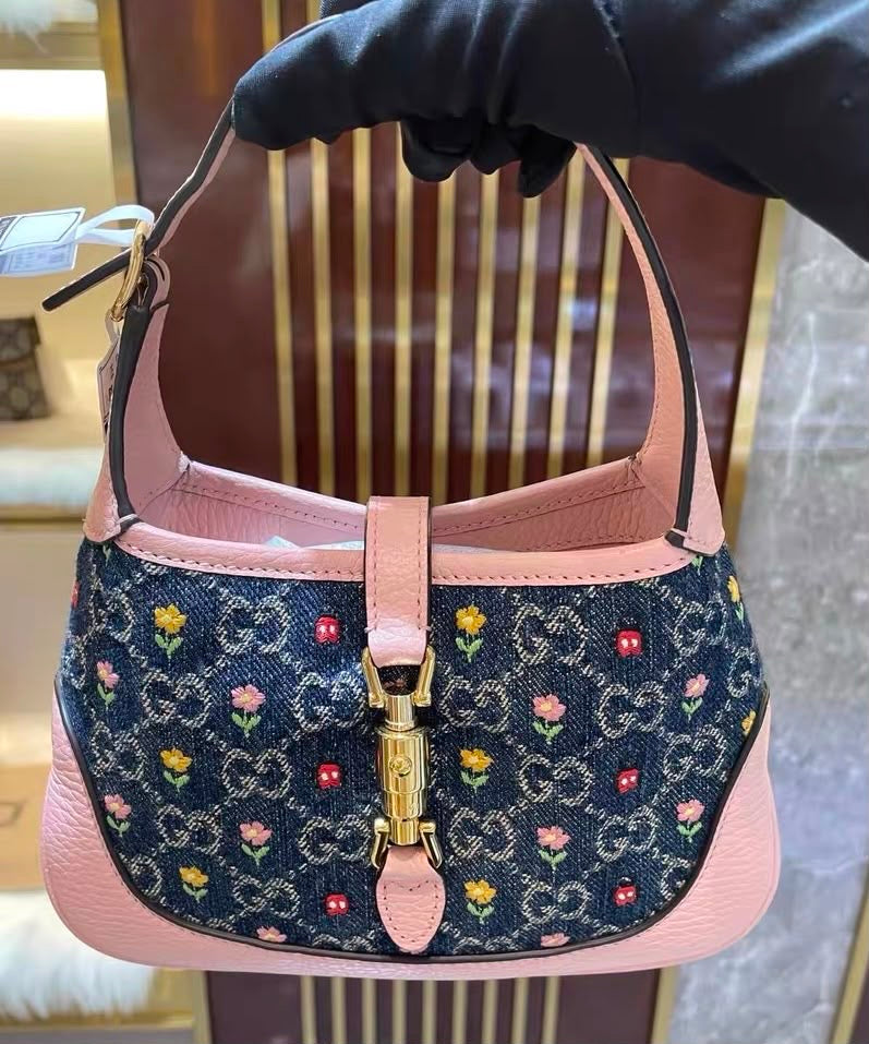 Pre-order - Gucci denim floral mini Jackie bag