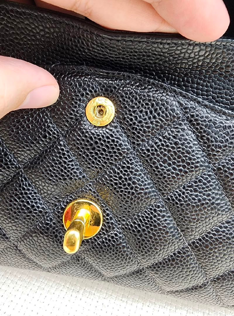 Pre-order - Chanel Series 6 vintage black caviar medium classic flap bag 24 carat gold plated hardware
