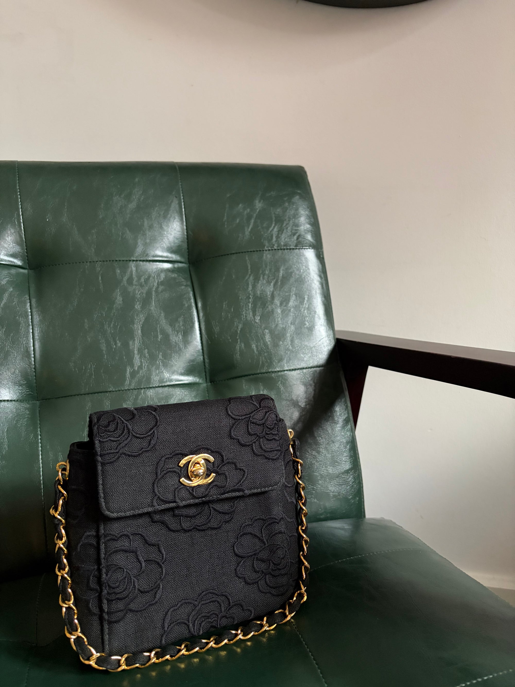 Rare! Black Chanel Camellia Mini Bag