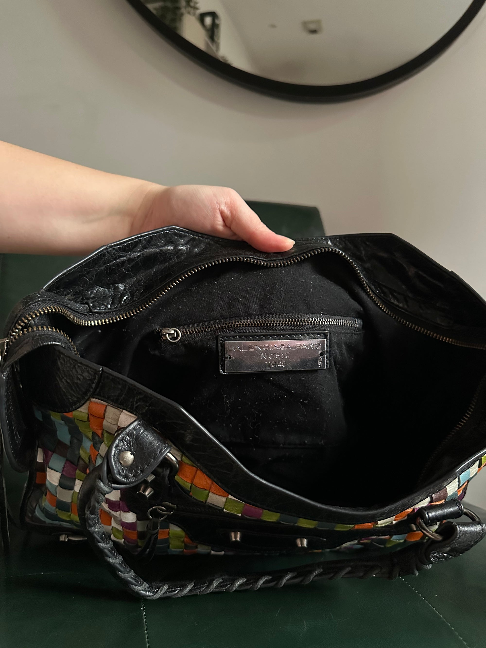 Rare Balenciaga Woven Multicolour City Bag - Medium
