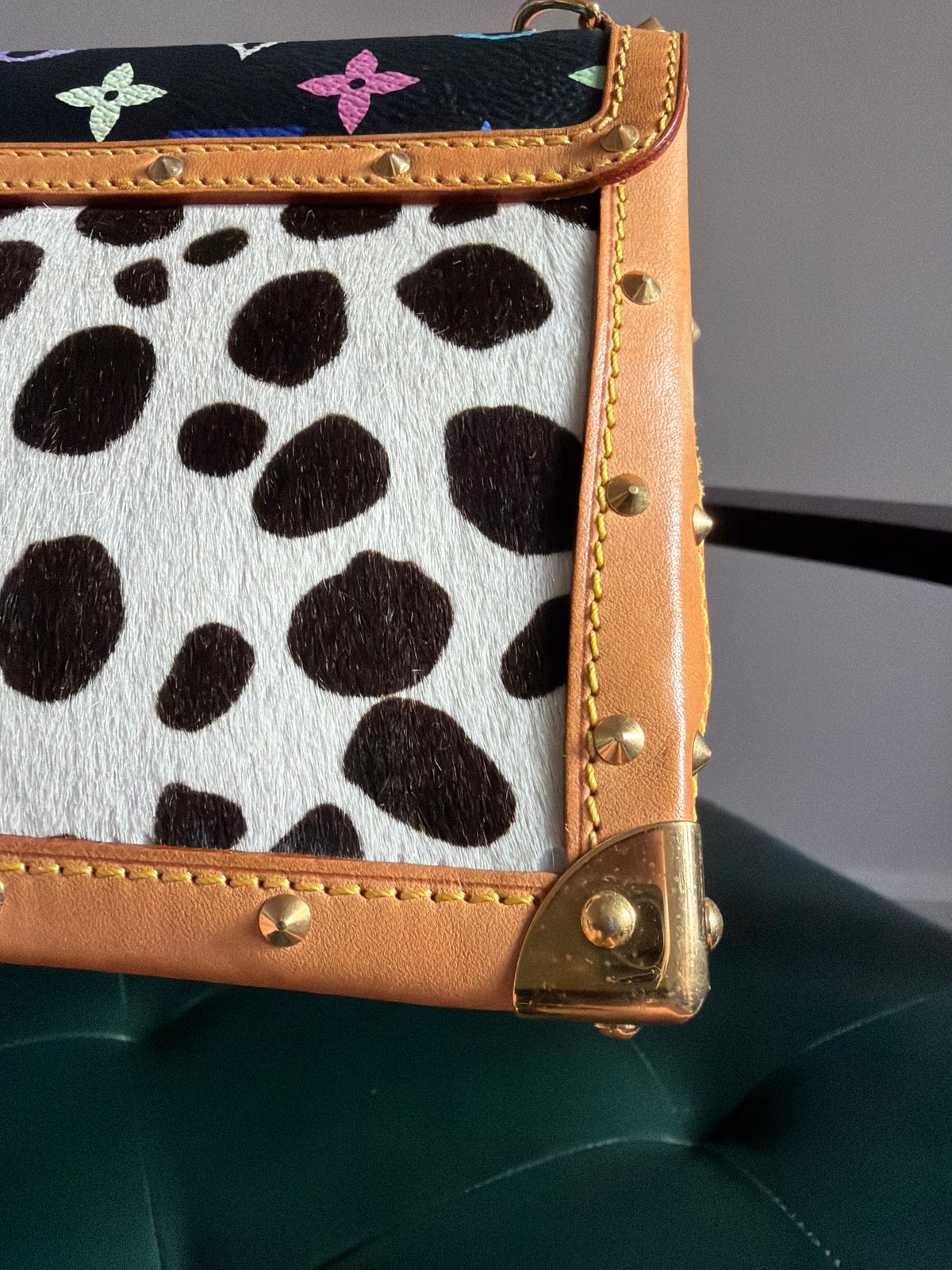 Rare! Louis Vuitton x Takashi Murakami Sac Rabat Monogram Dalmatian Pony Hair Bag