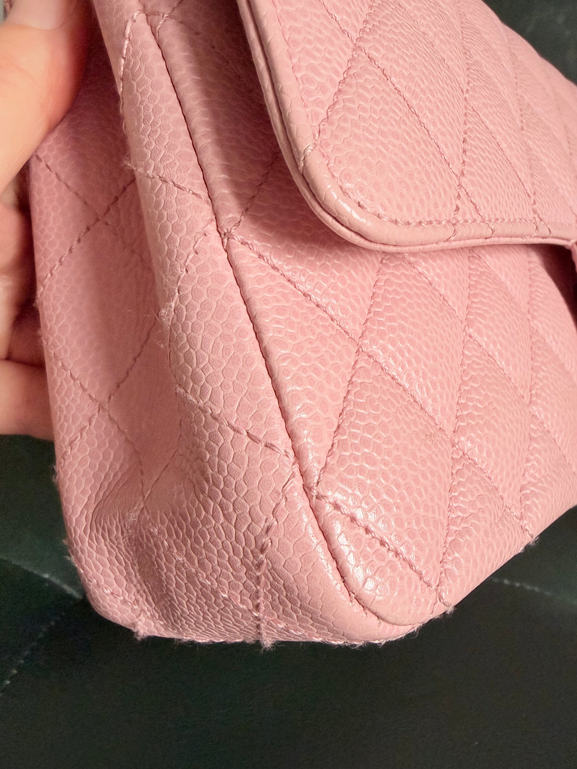 Rare! Series 9 Chanel Rose Sakura Pink Vintage Caviar Medium Classic Flap 24ct Gold Hardware