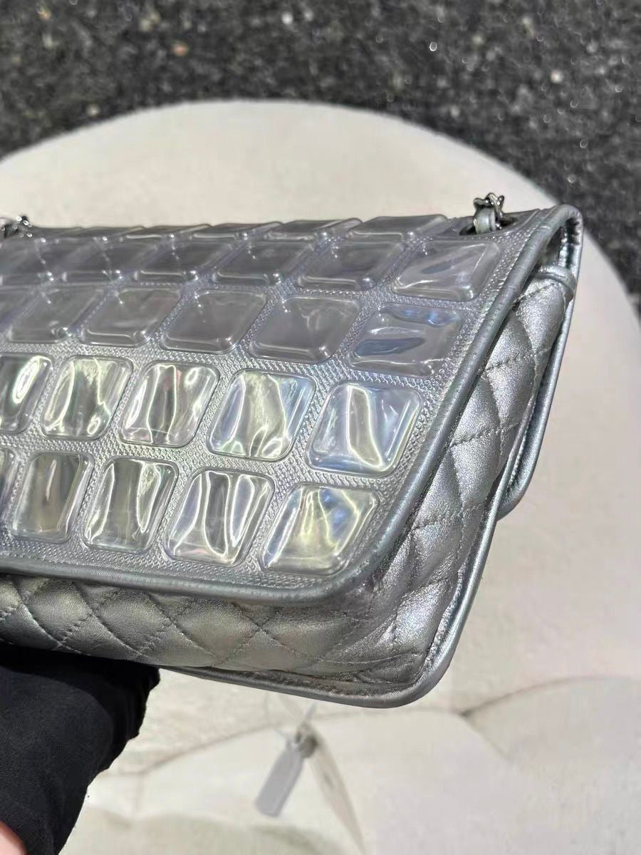 Chanel ice cube bag silver pvc