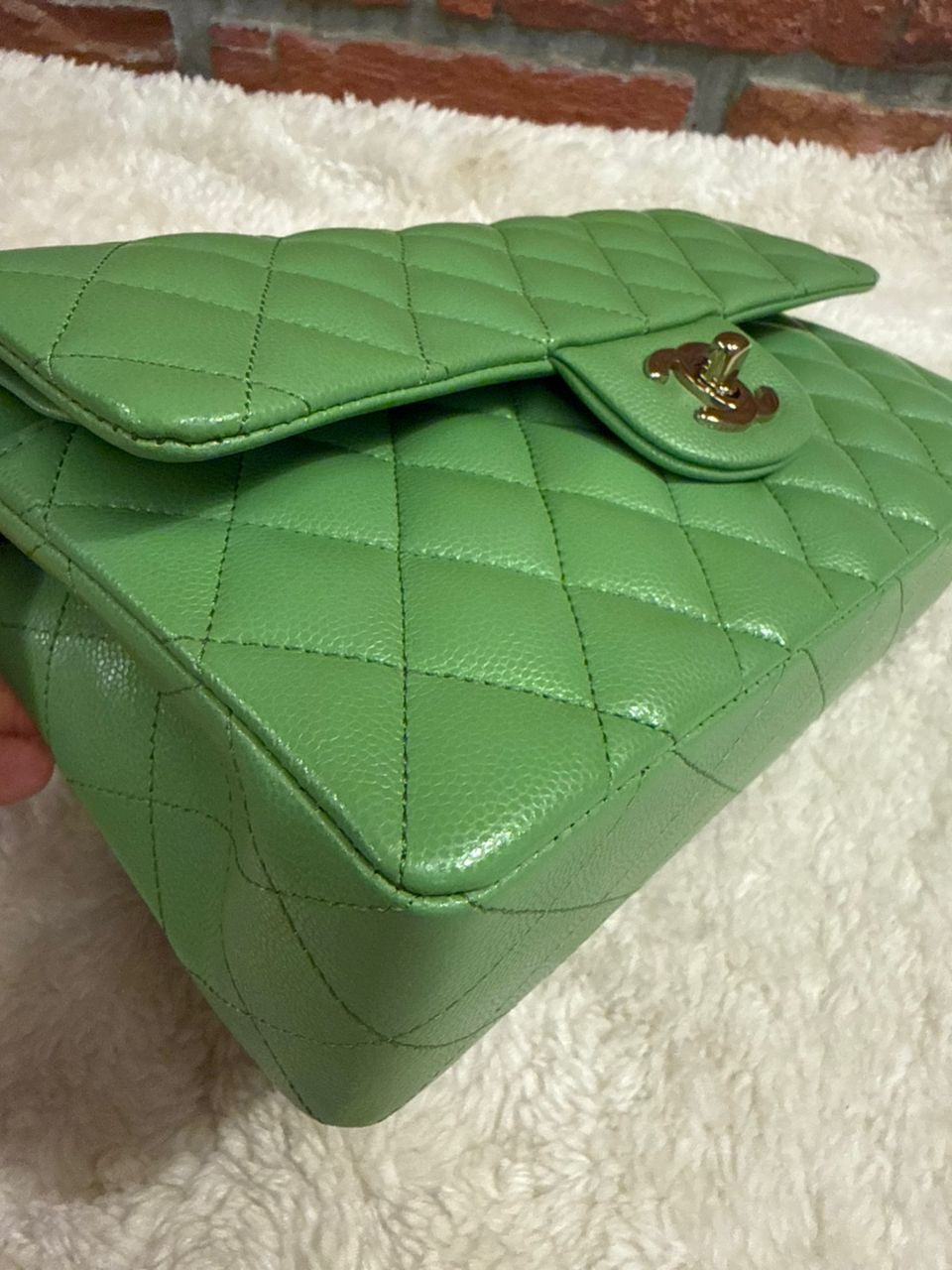 Pre-order - Chanel 23C Avocado Green Caviar Small Classic Flap Bag