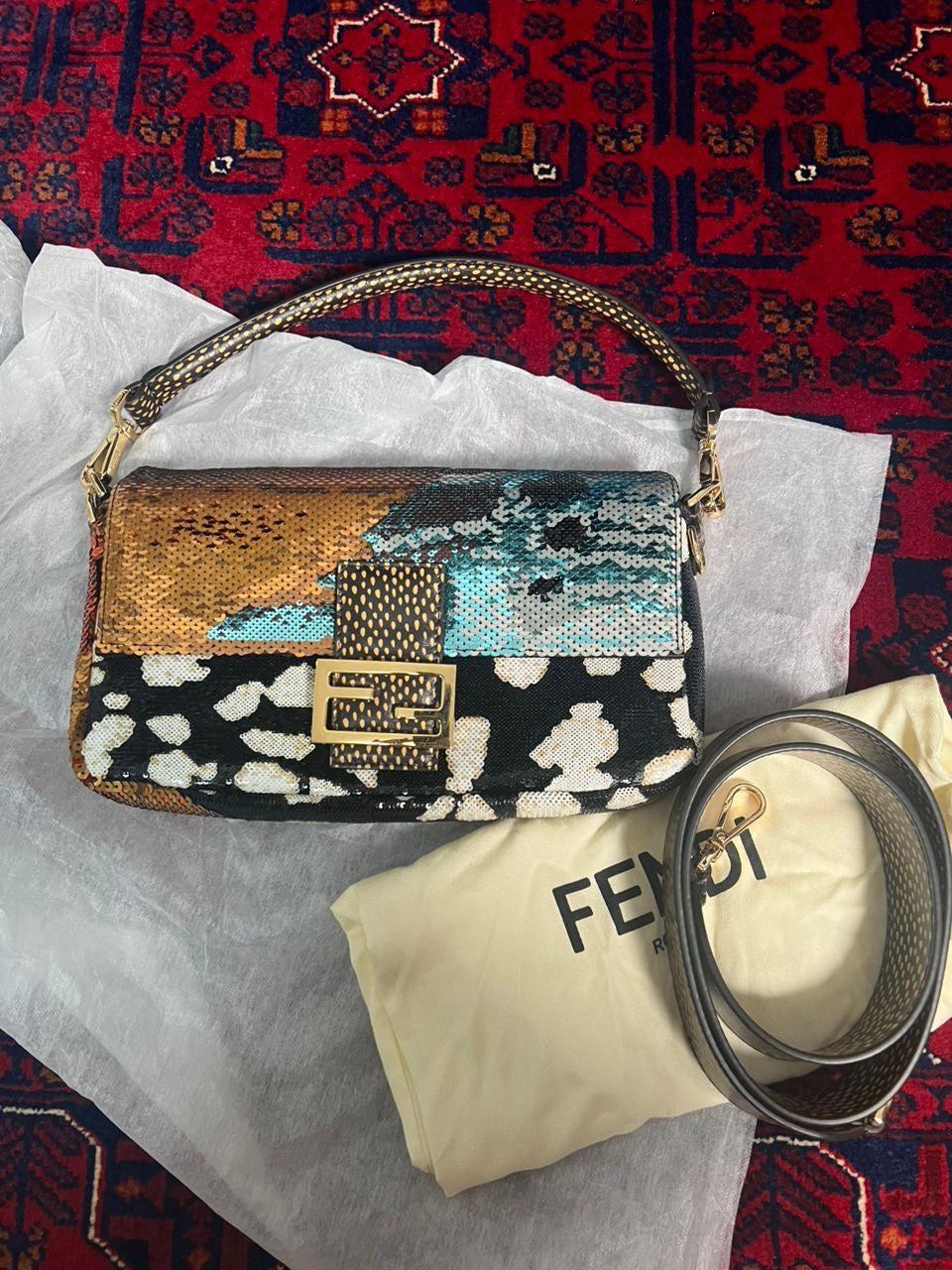 Fendi Night Butterfly Sequin Baguette