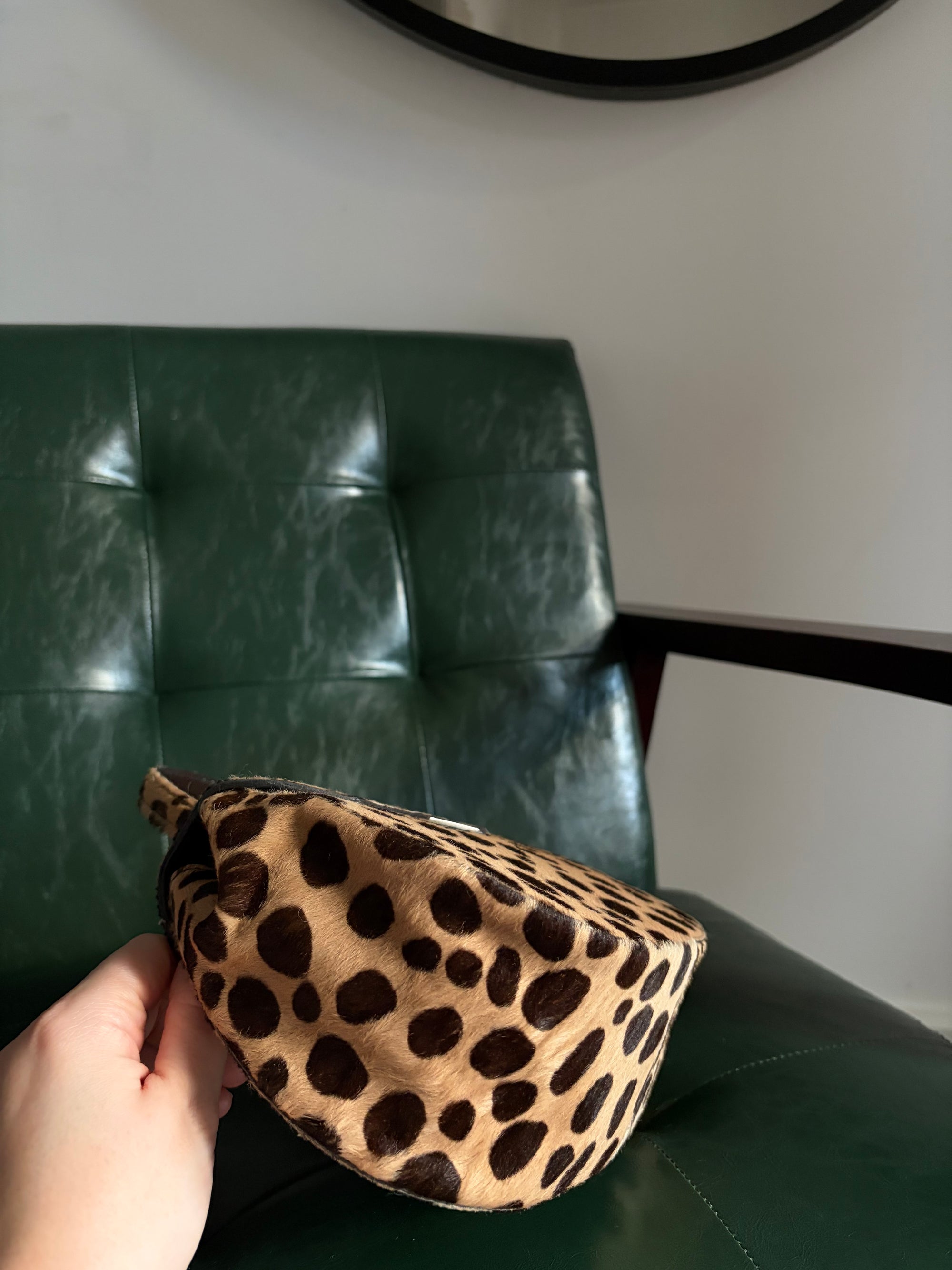 Vintage Prada pony hair cheetah print top handle bag