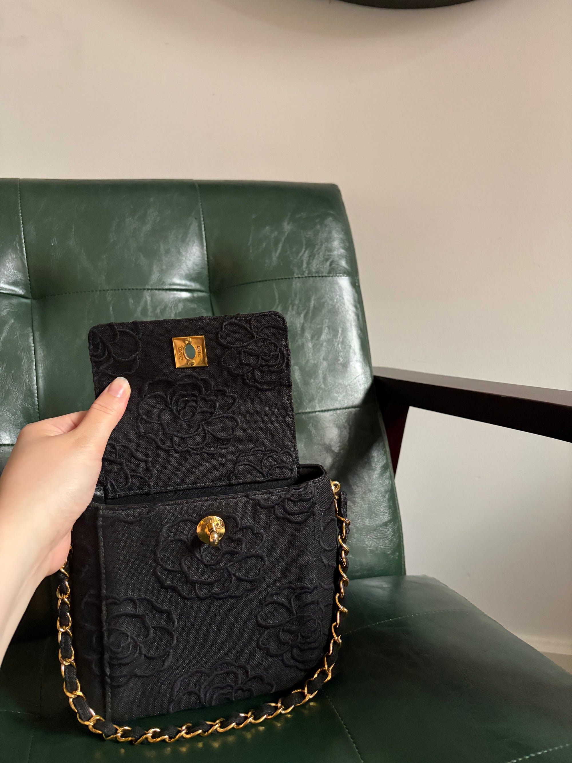 Rare! Black Chanel Camellia Mini Bag