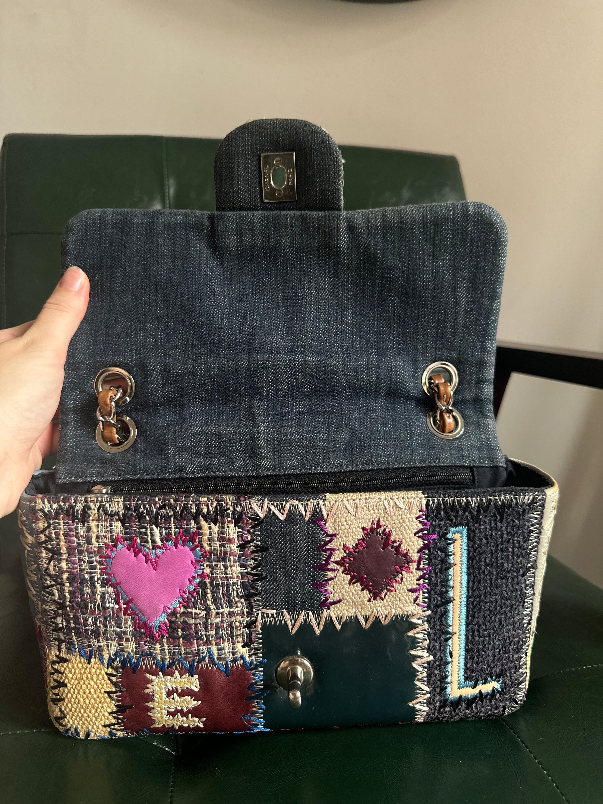 Chanel Denim Patchwork Flap Bag - Size Medium